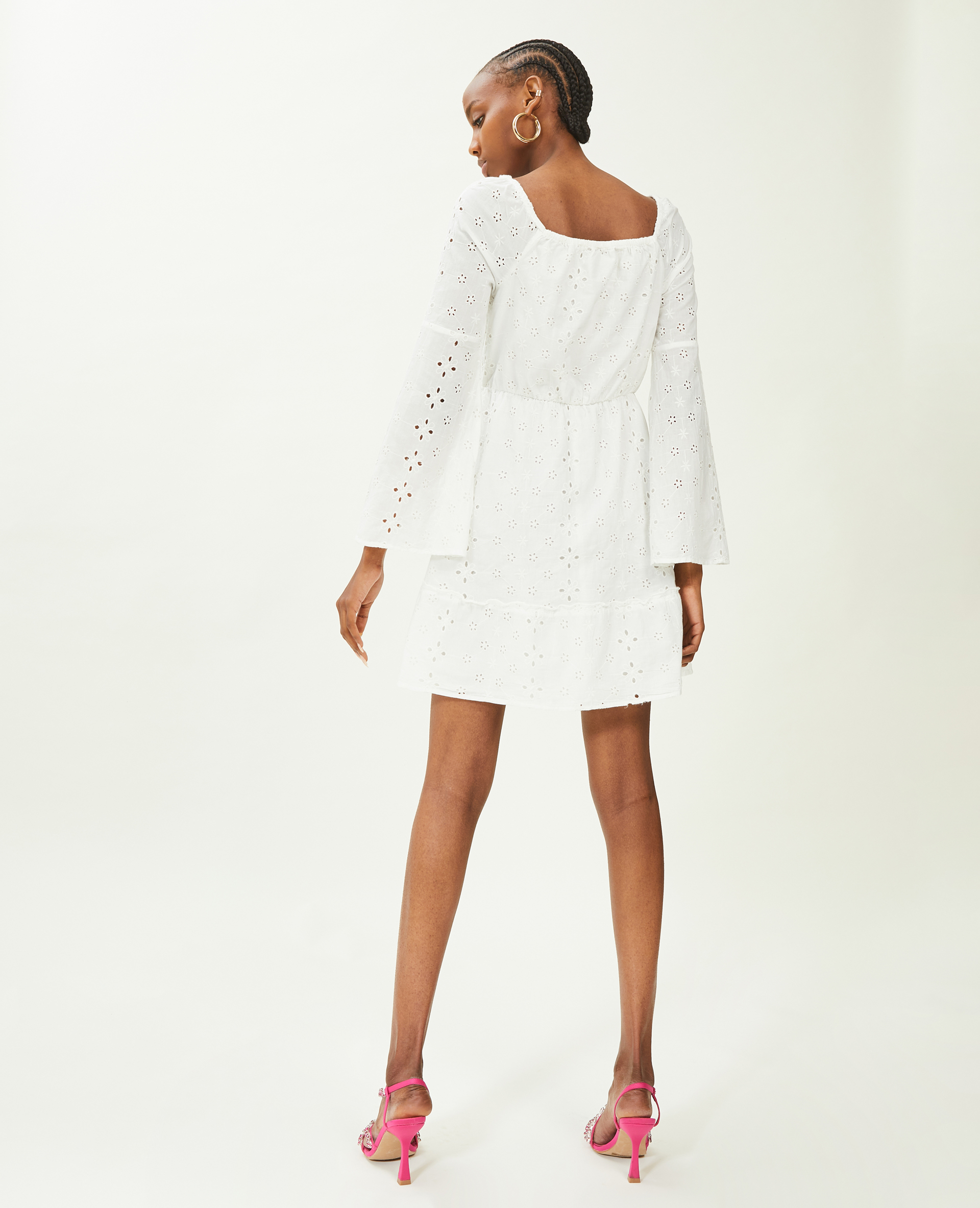 Robe courte broderie anglaise blanc - Pimkie