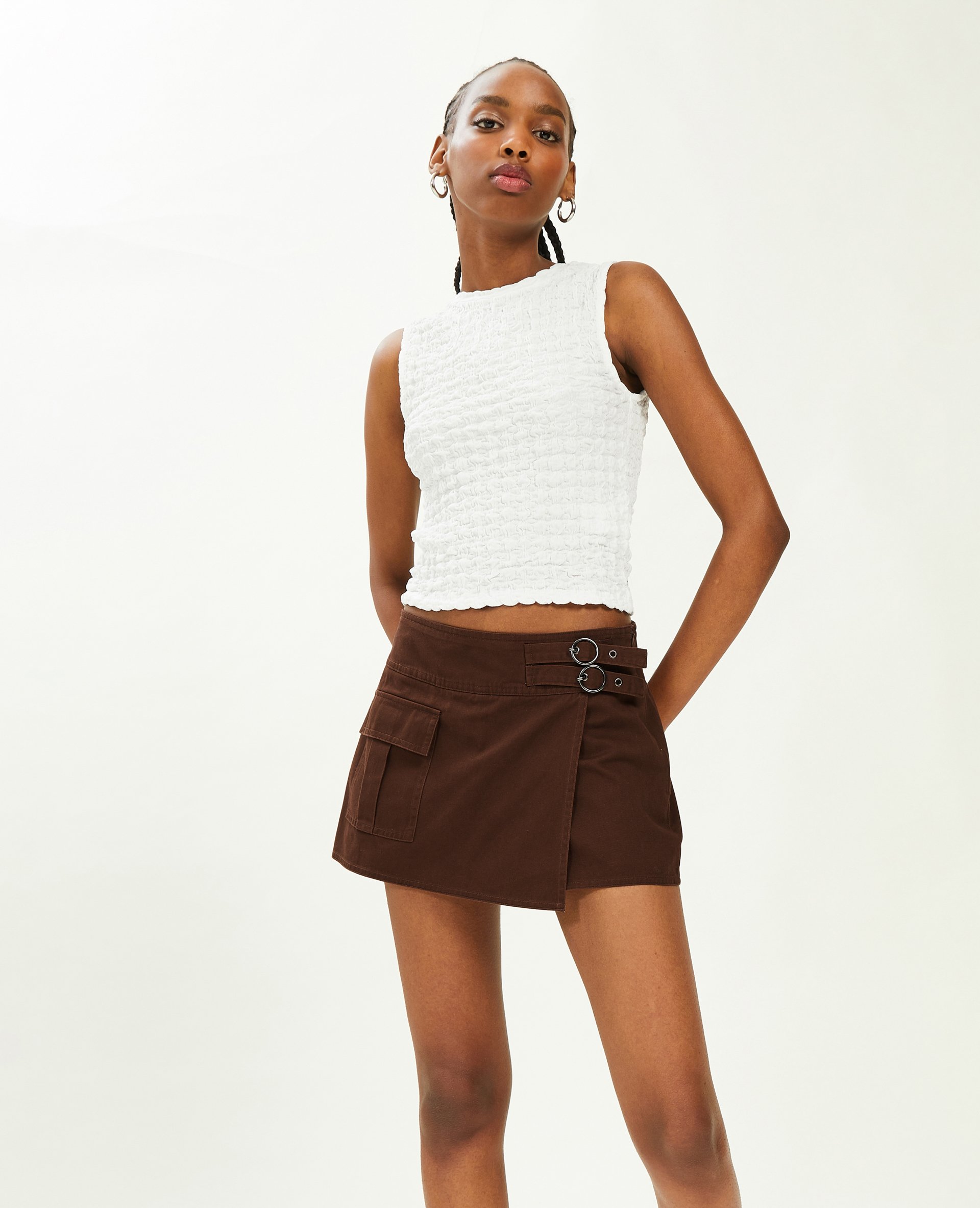Jupe-short en toile marron - Pimkie