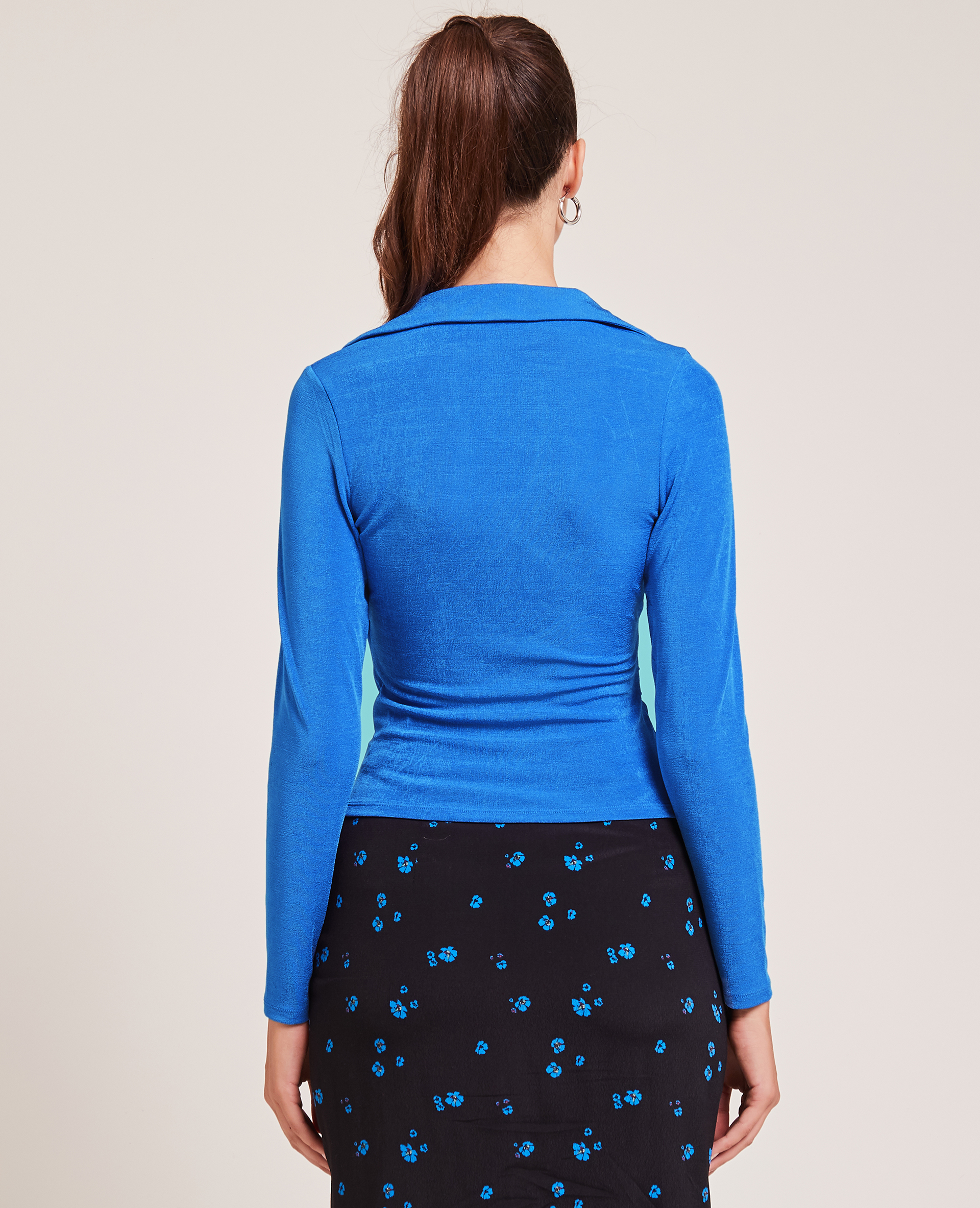 Top cache-cœur en maille fluide bleu - Pimkie