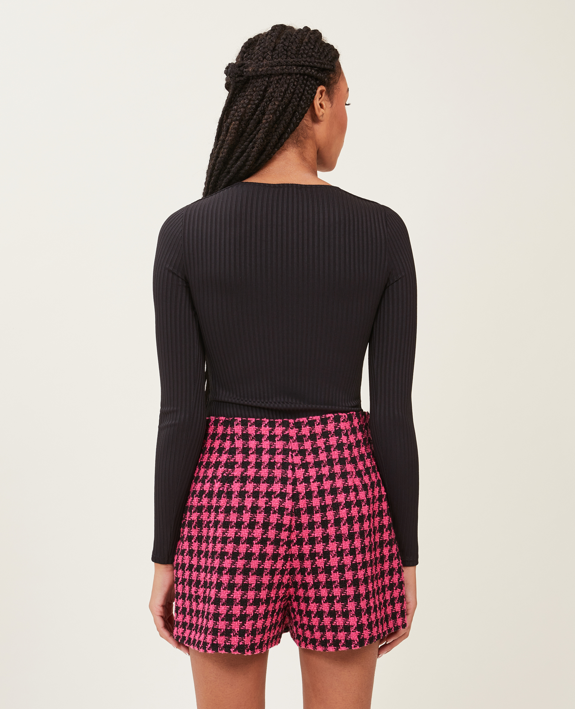 Jupe-short en tweed noir - Pimkie