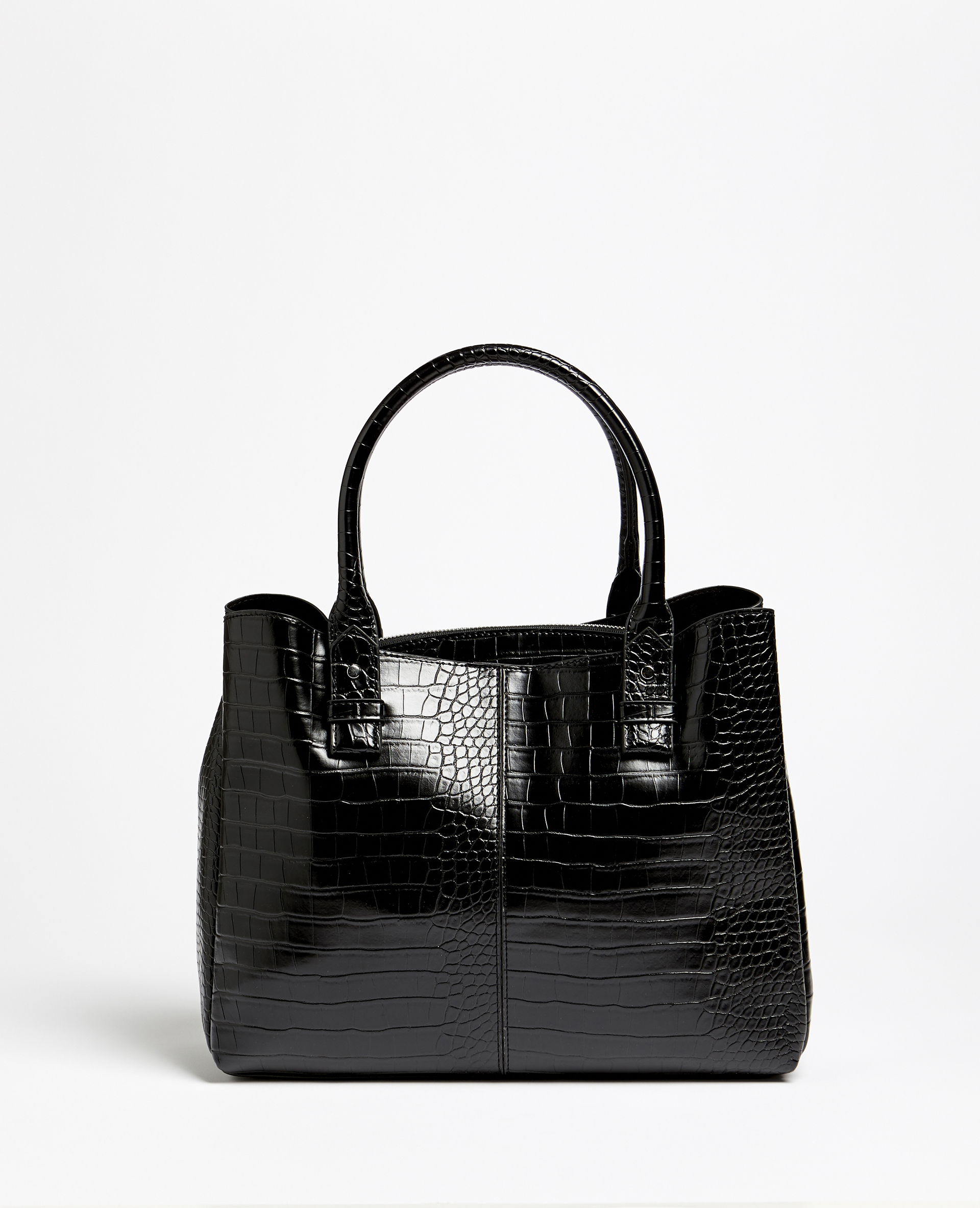 Sac cabas effet croco noir best sale