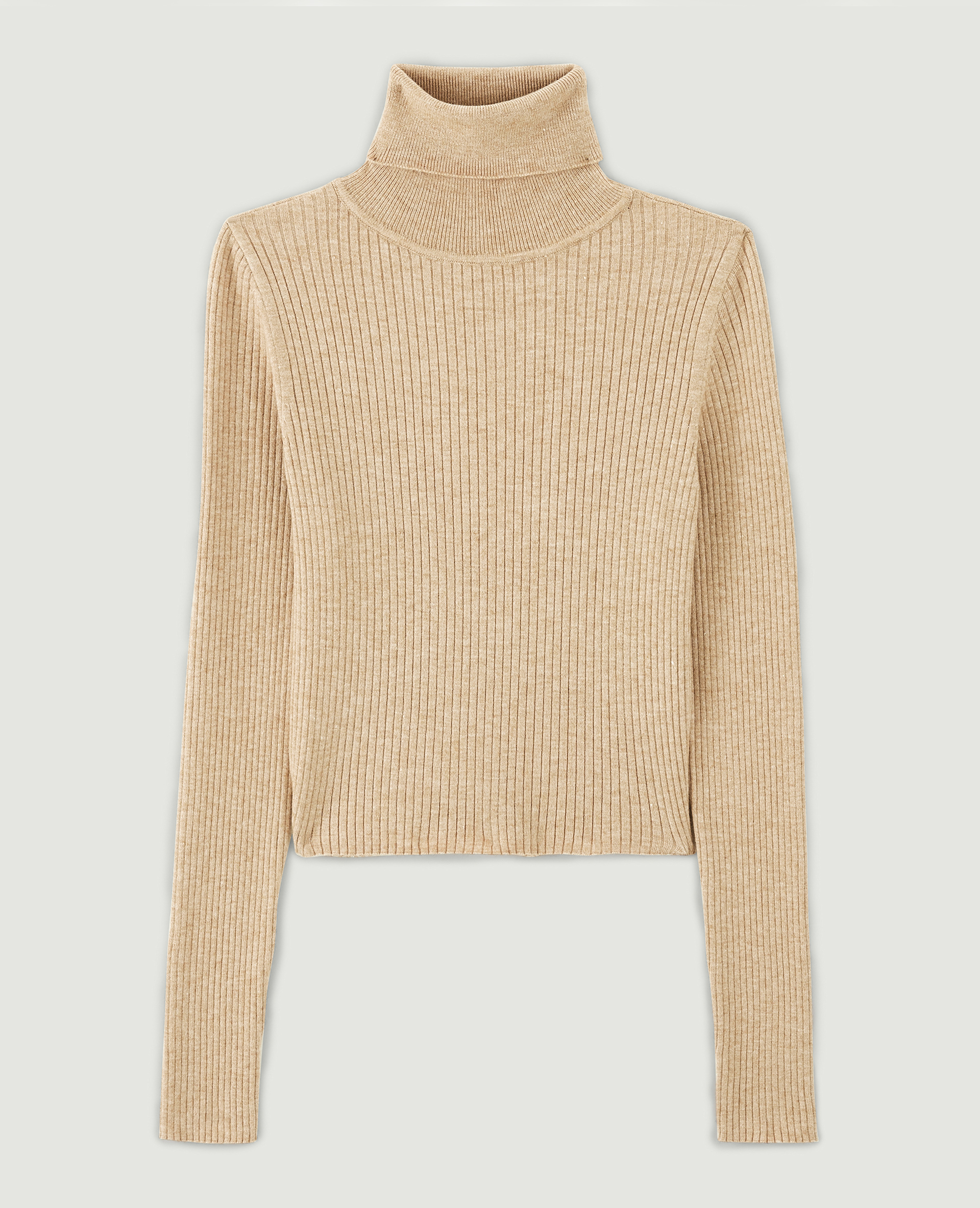 Pull court col roulé beige - Pimkie