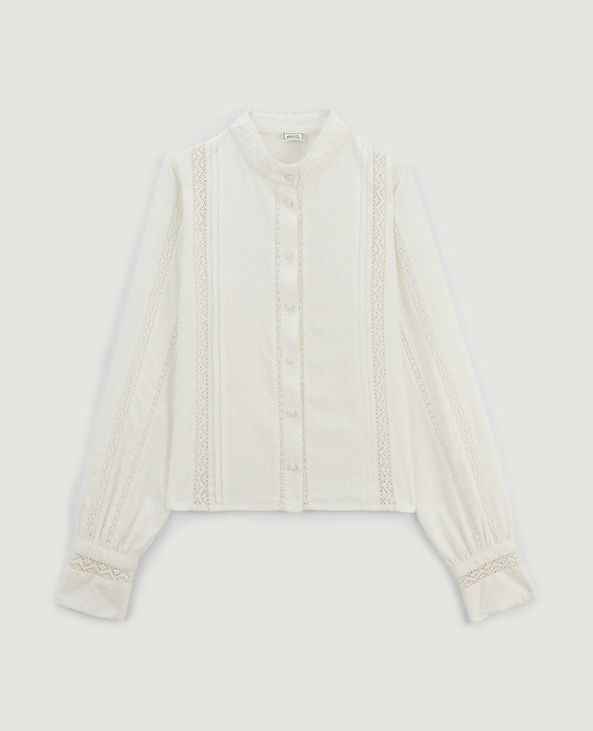 Blouse dentelle et plumetis blanc - Pimkie