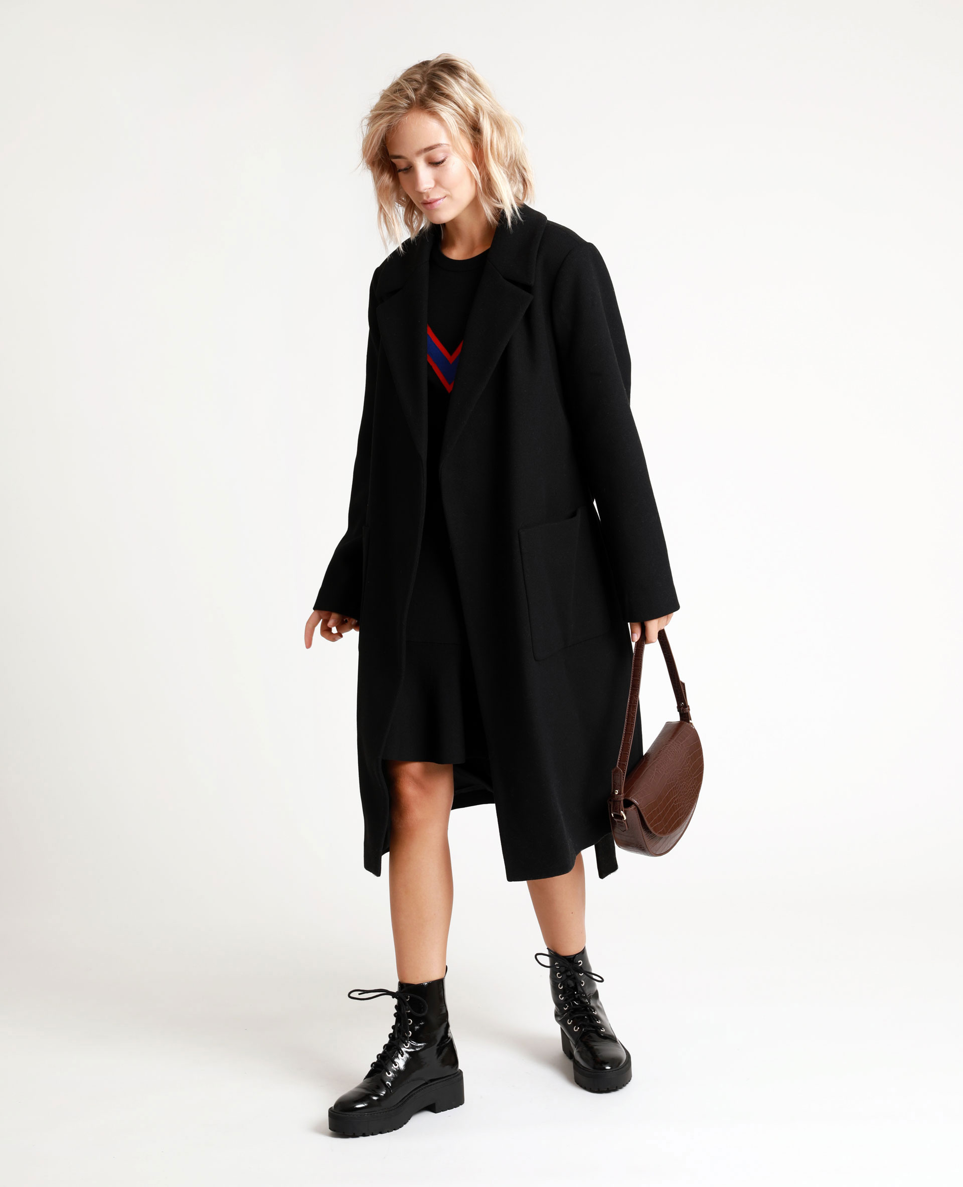 Manteau drap de laine noir - Pimkie