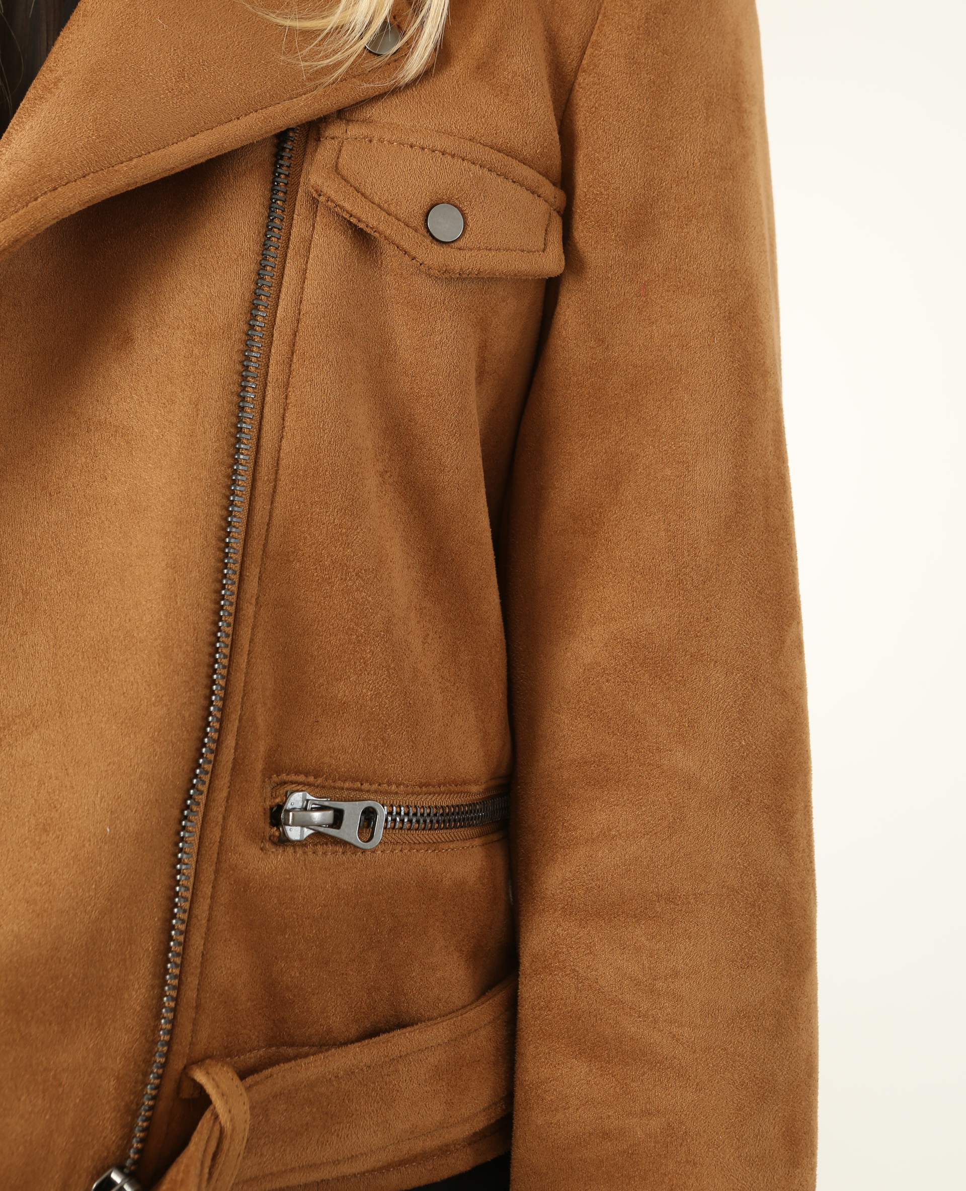 Blouson biker suédine camel - Pimkie