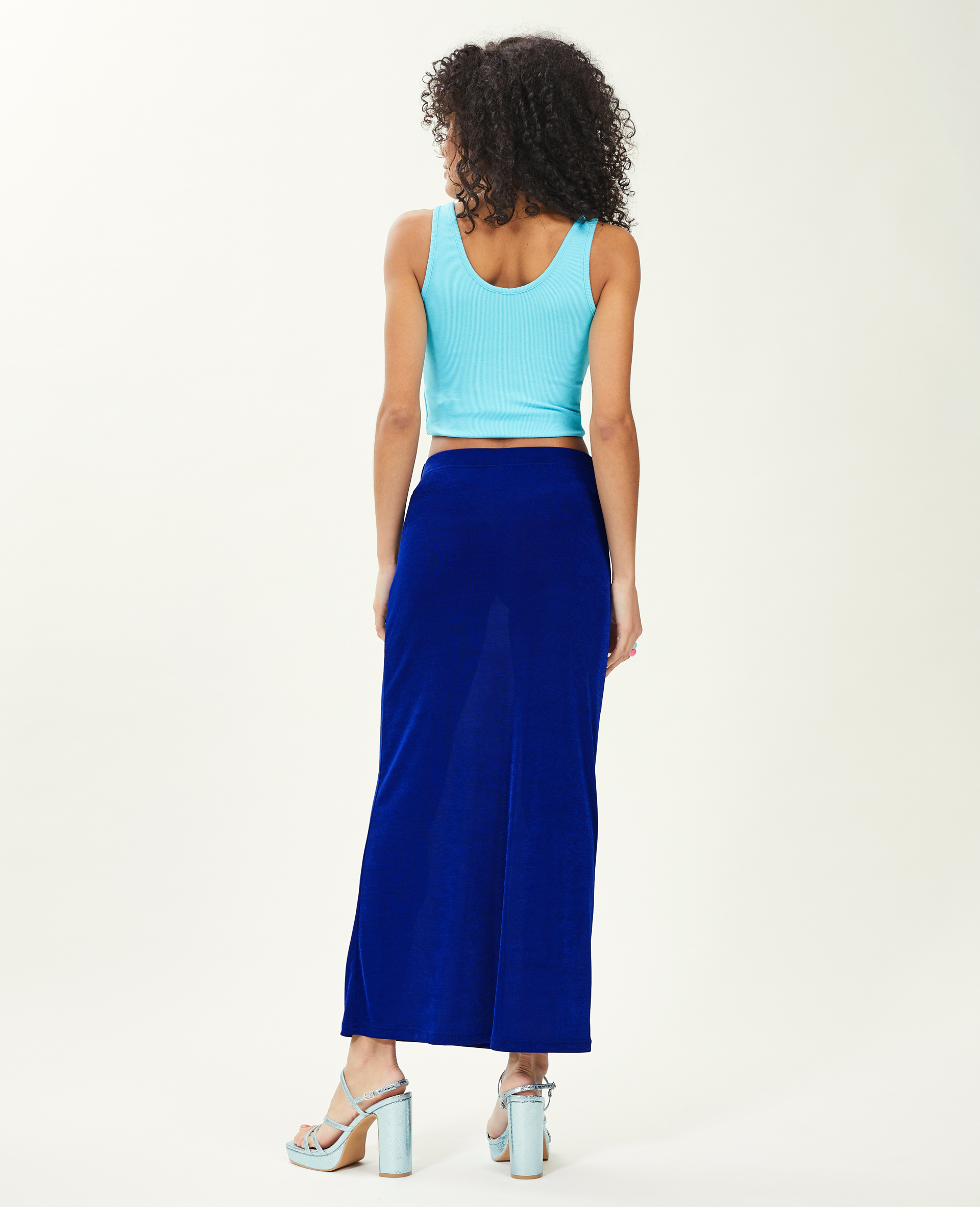 Jupe longue en maille fluide bleu turquoise - Pimkie