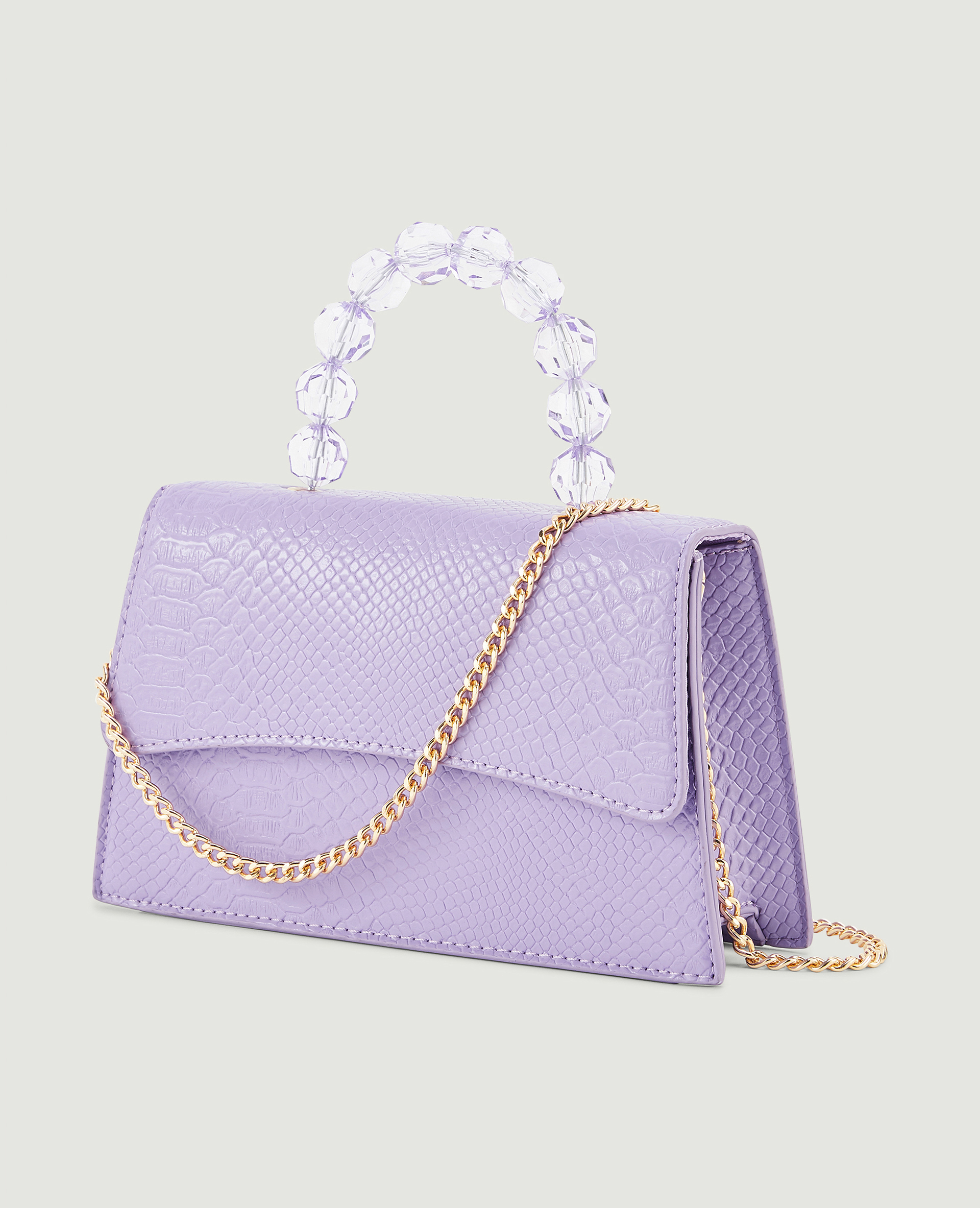 Sac boxy avec poignée perles violet - Pimkie