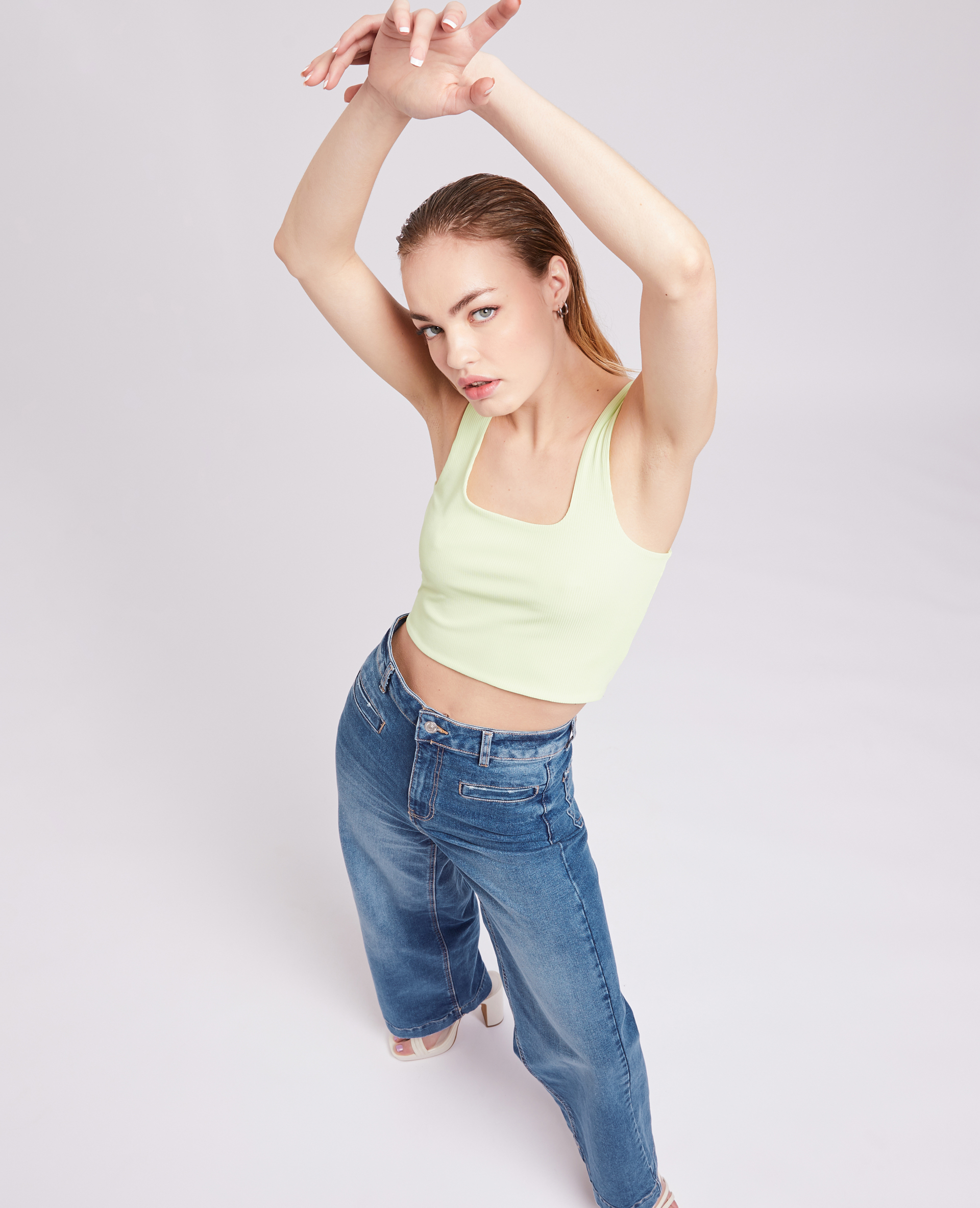 Jean large effet délavé bleu denim - Pimkie