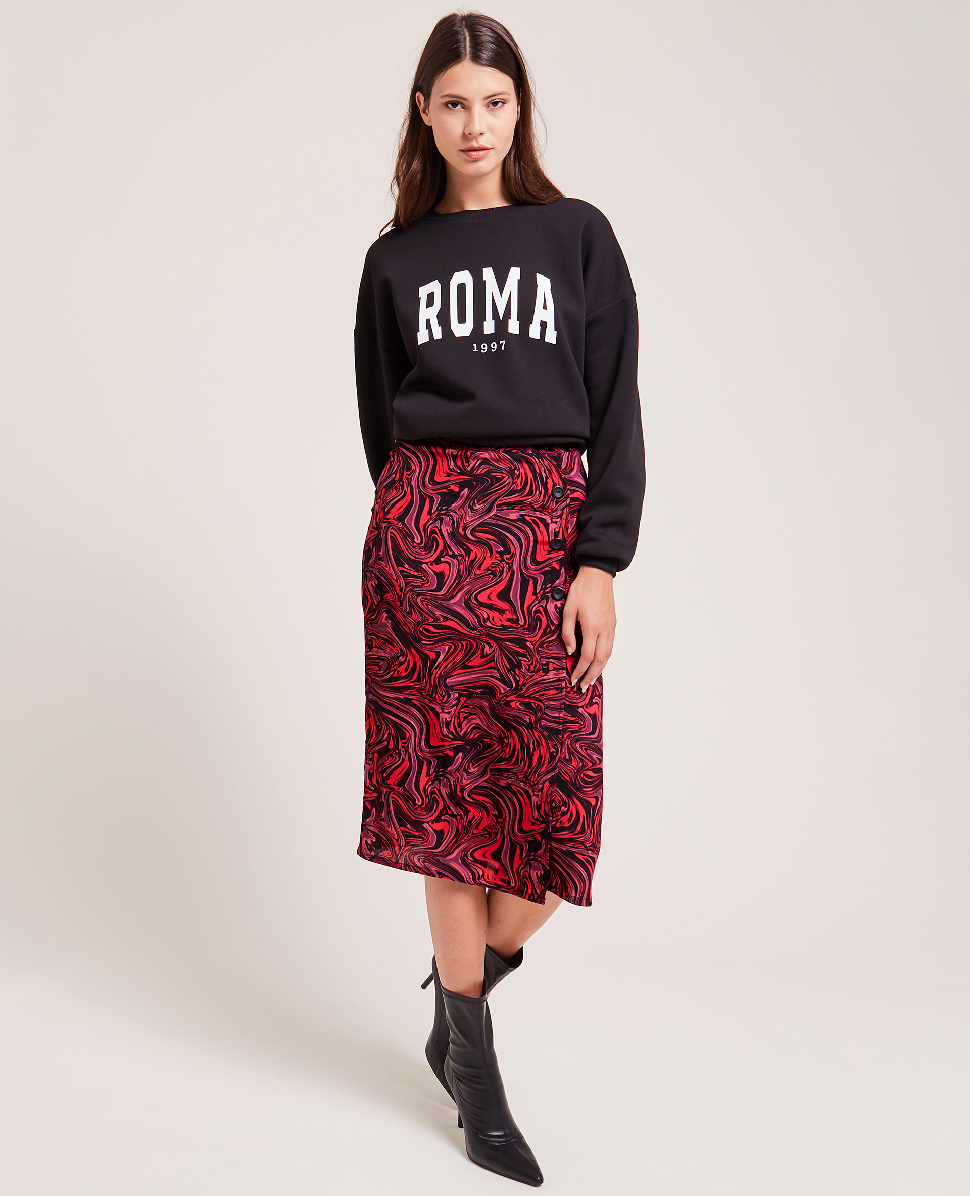 Jupe midi shop bouton