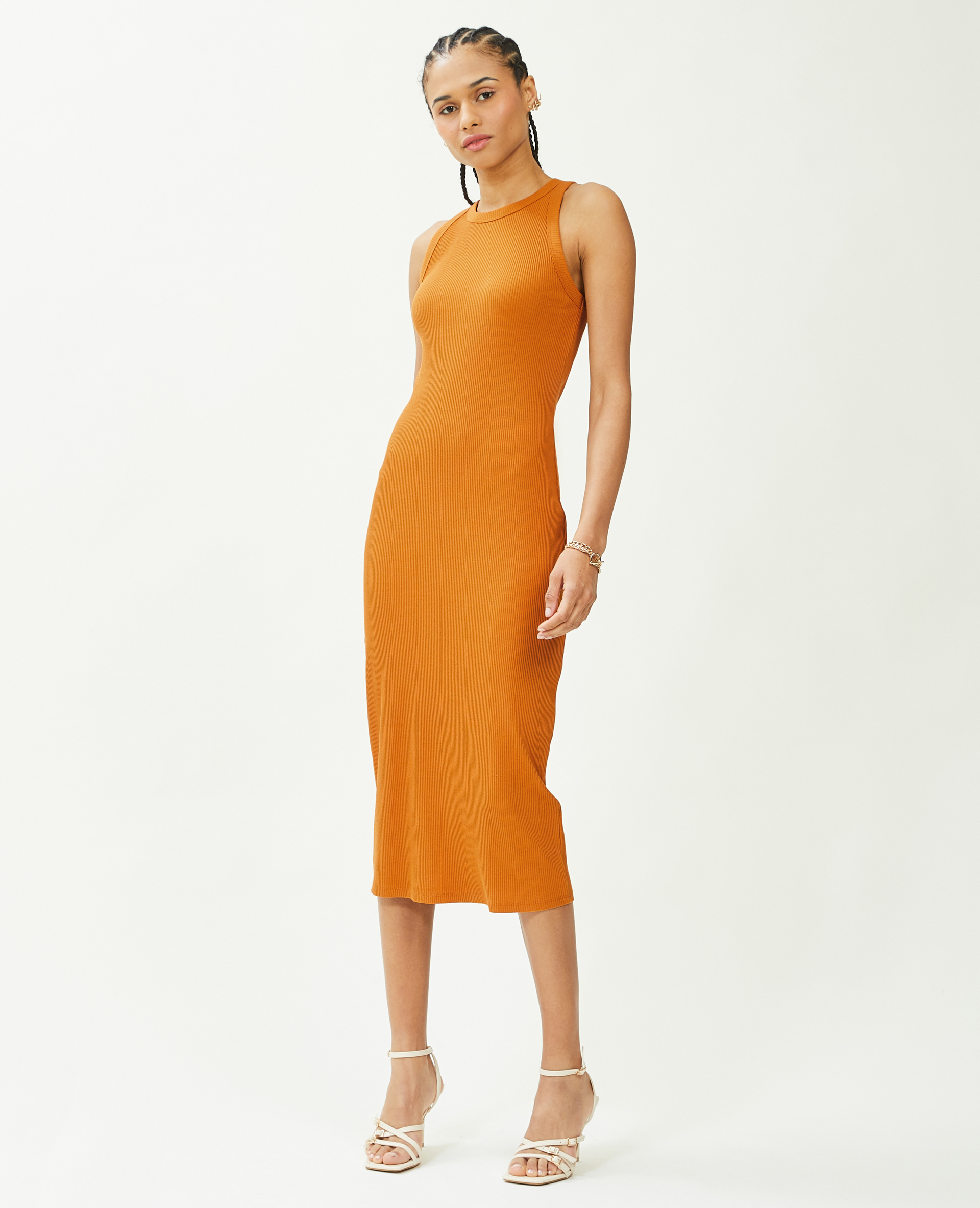 Robe débardeur maille côtelée camel - Pimkie