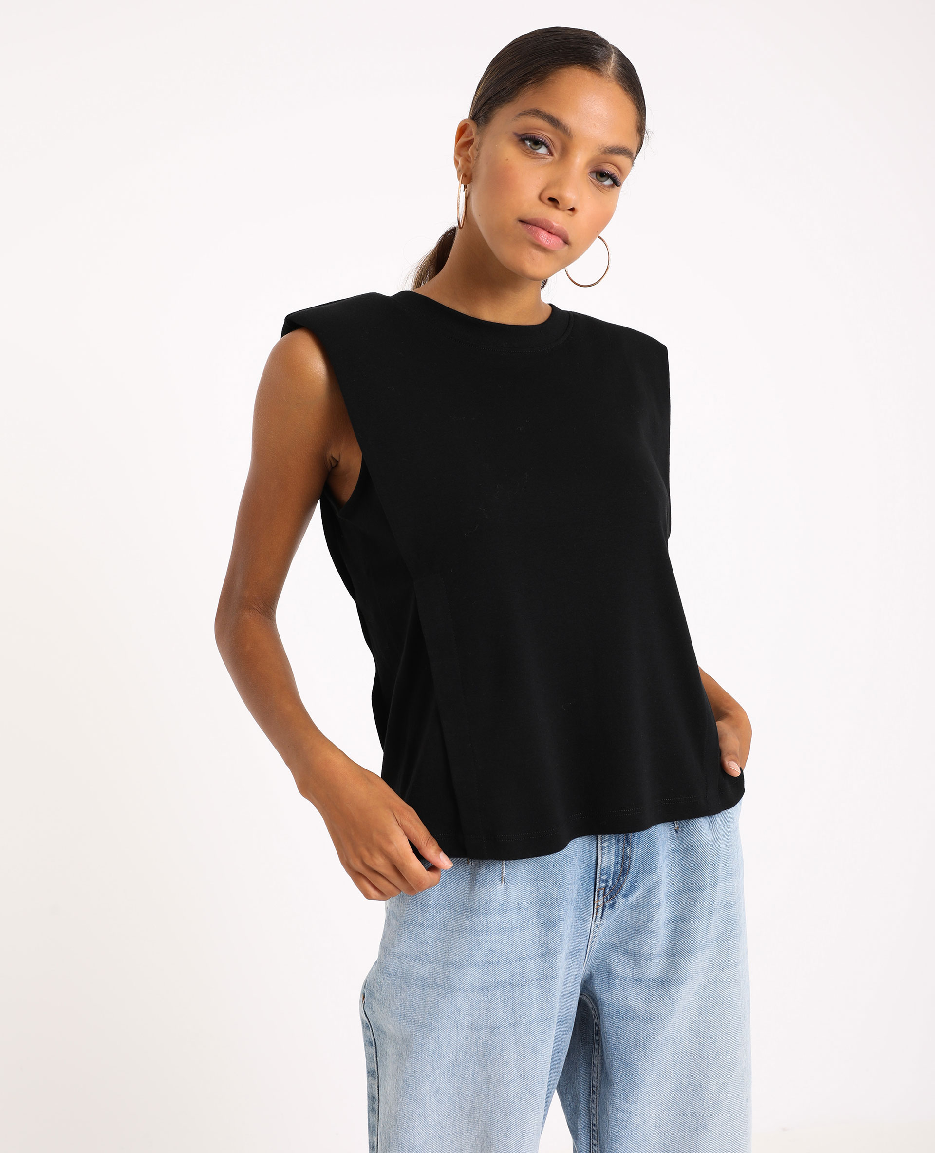 Tee shirt sans manche discount epaulette