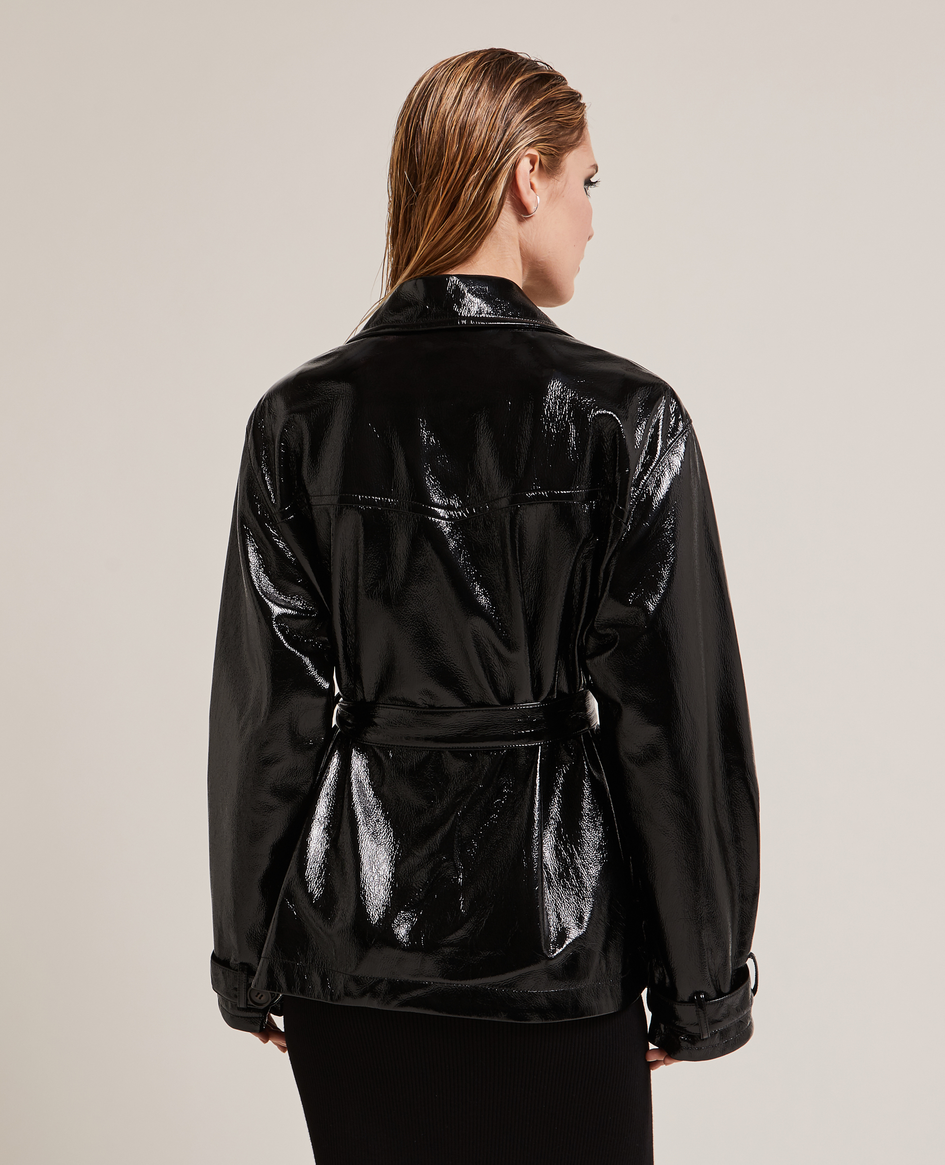 Trench court en vinyle noir - Pimkie