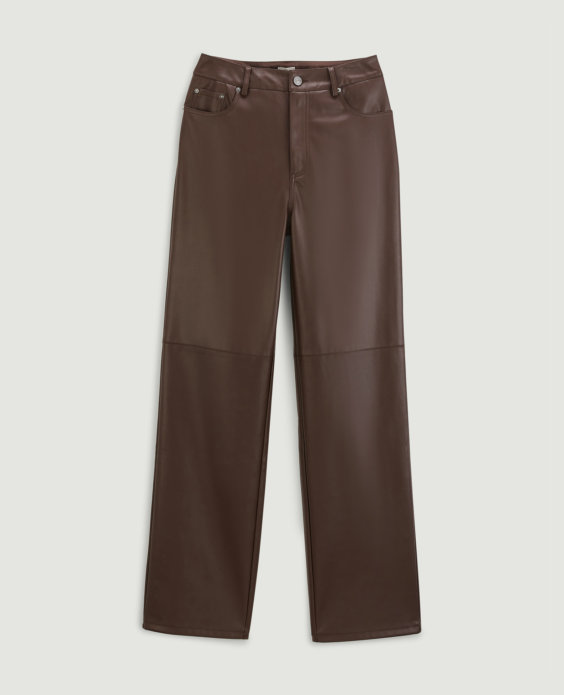 Pantalon droit en simili cuir marron - Pimkie