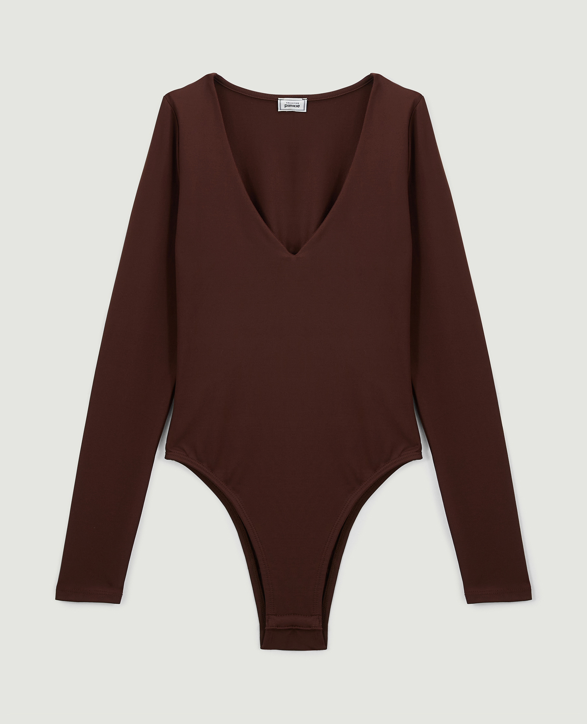 Body manches longues col V marron - Pimkie
