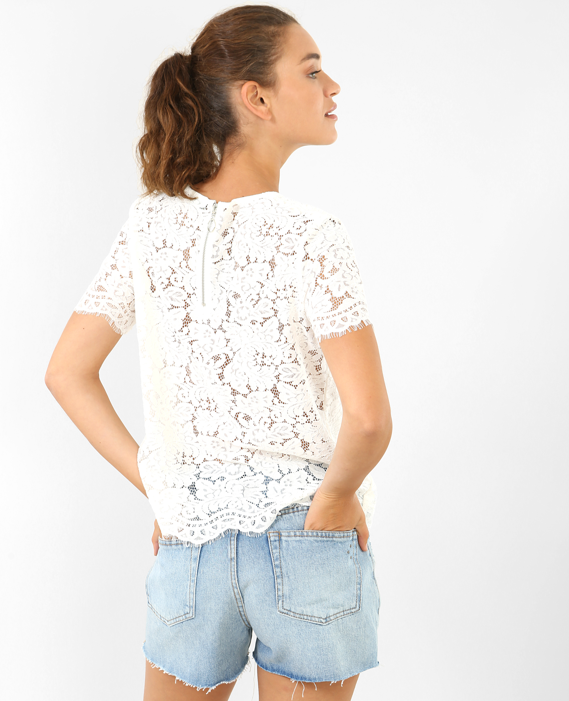 Tee shirt dentelle blanc cheap