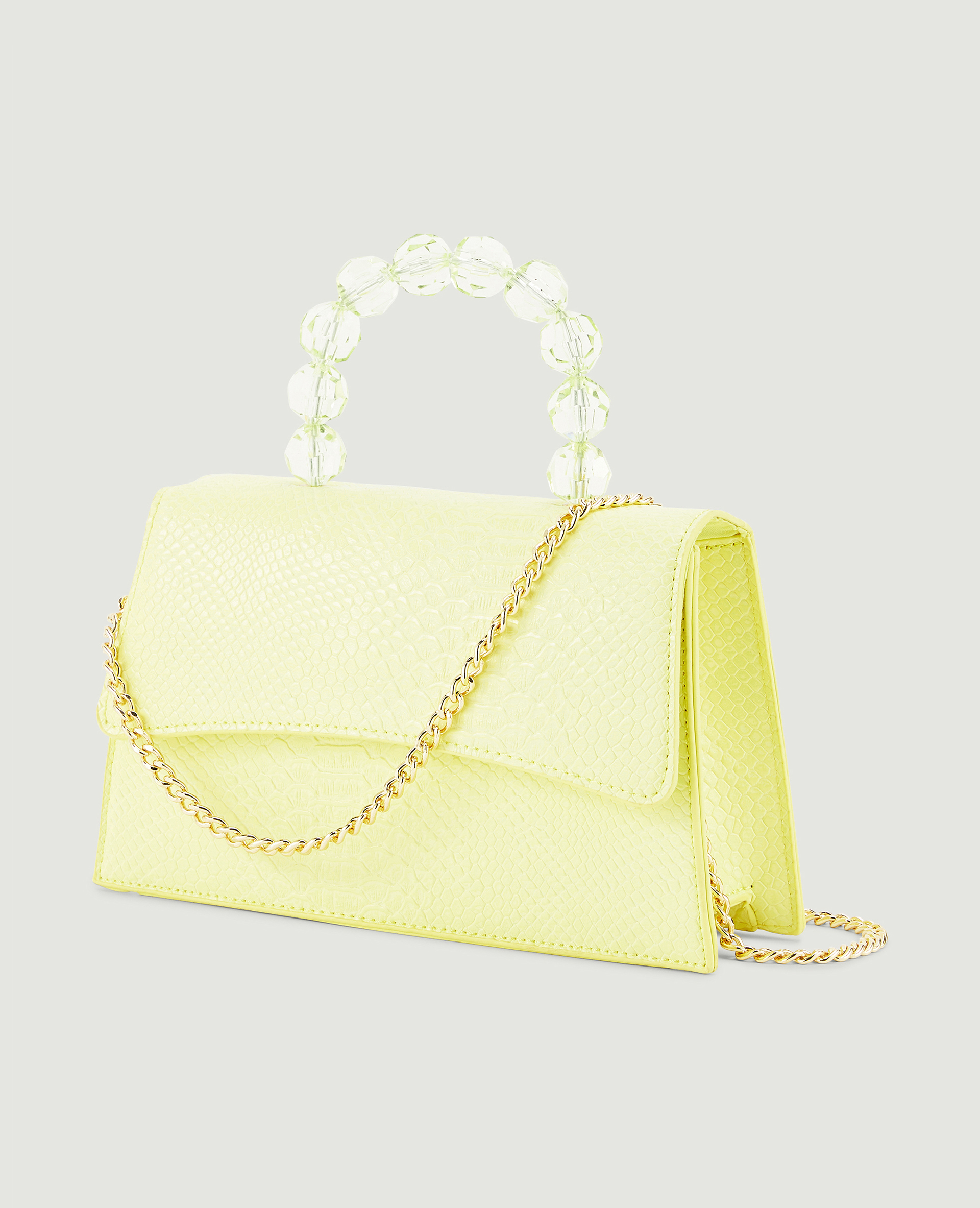 Sac boxy avec poignée perles jaune - Pimkie