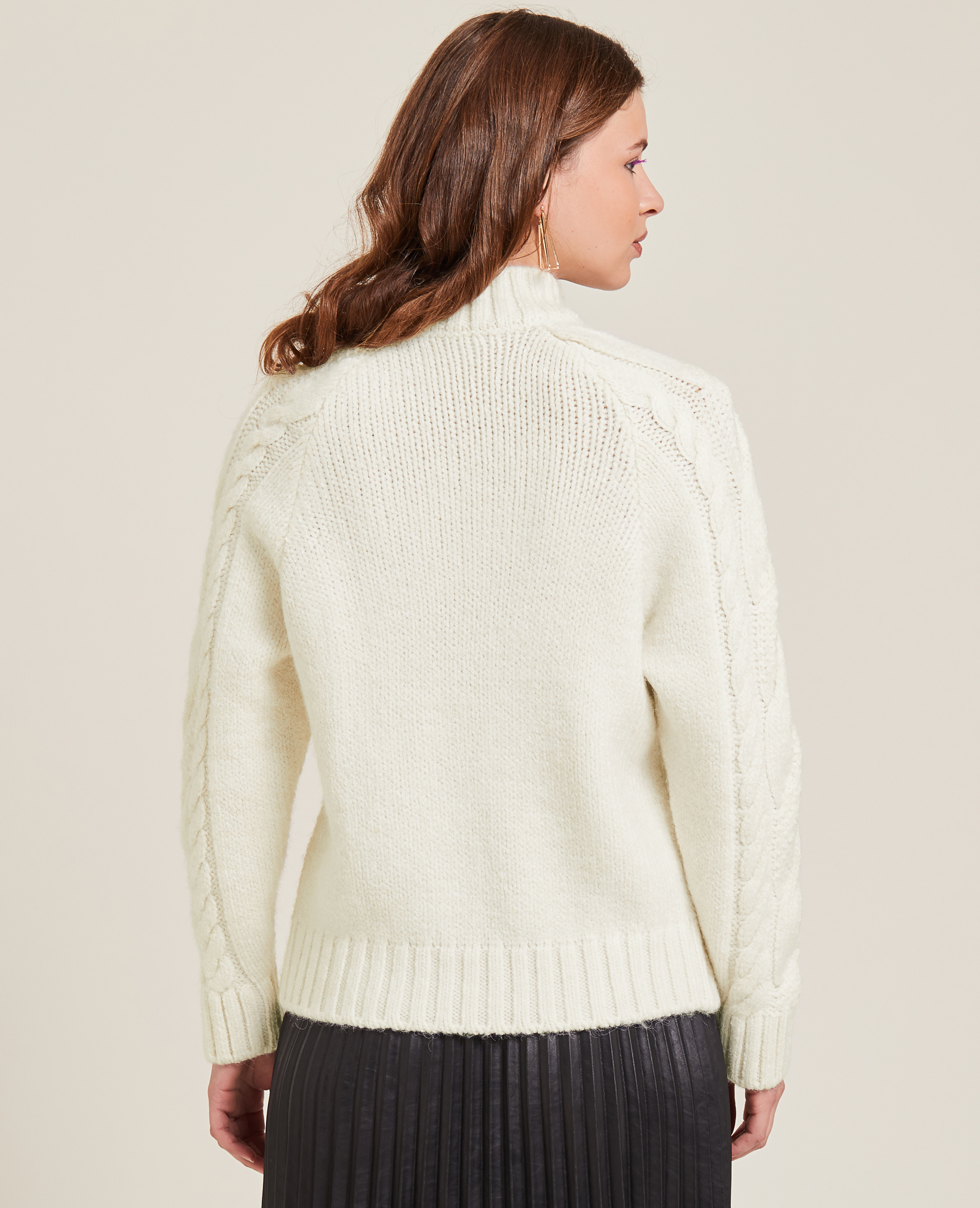 Pull col montant maille torsadée écru - Pimkie