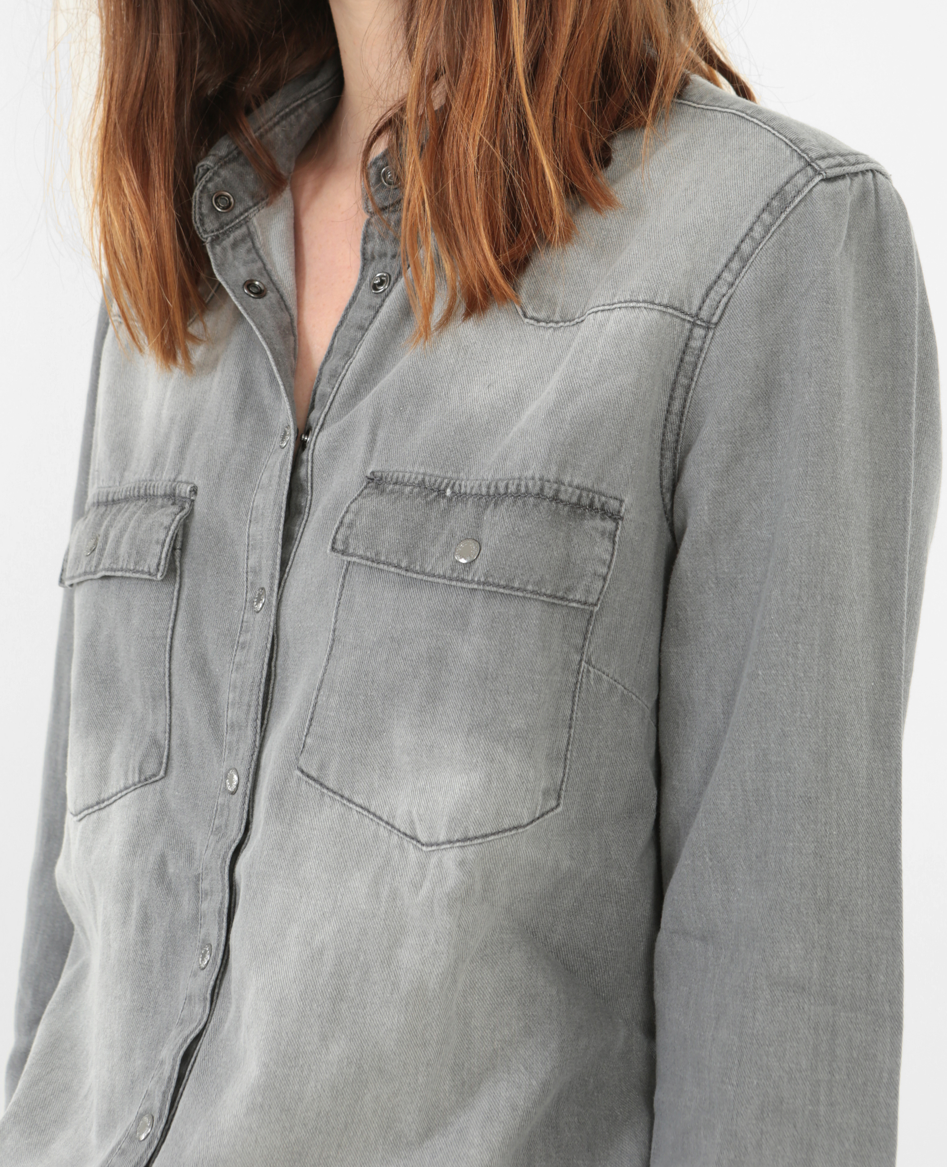 Chemise jean gris usé - 561382882A08 | Pimkie
