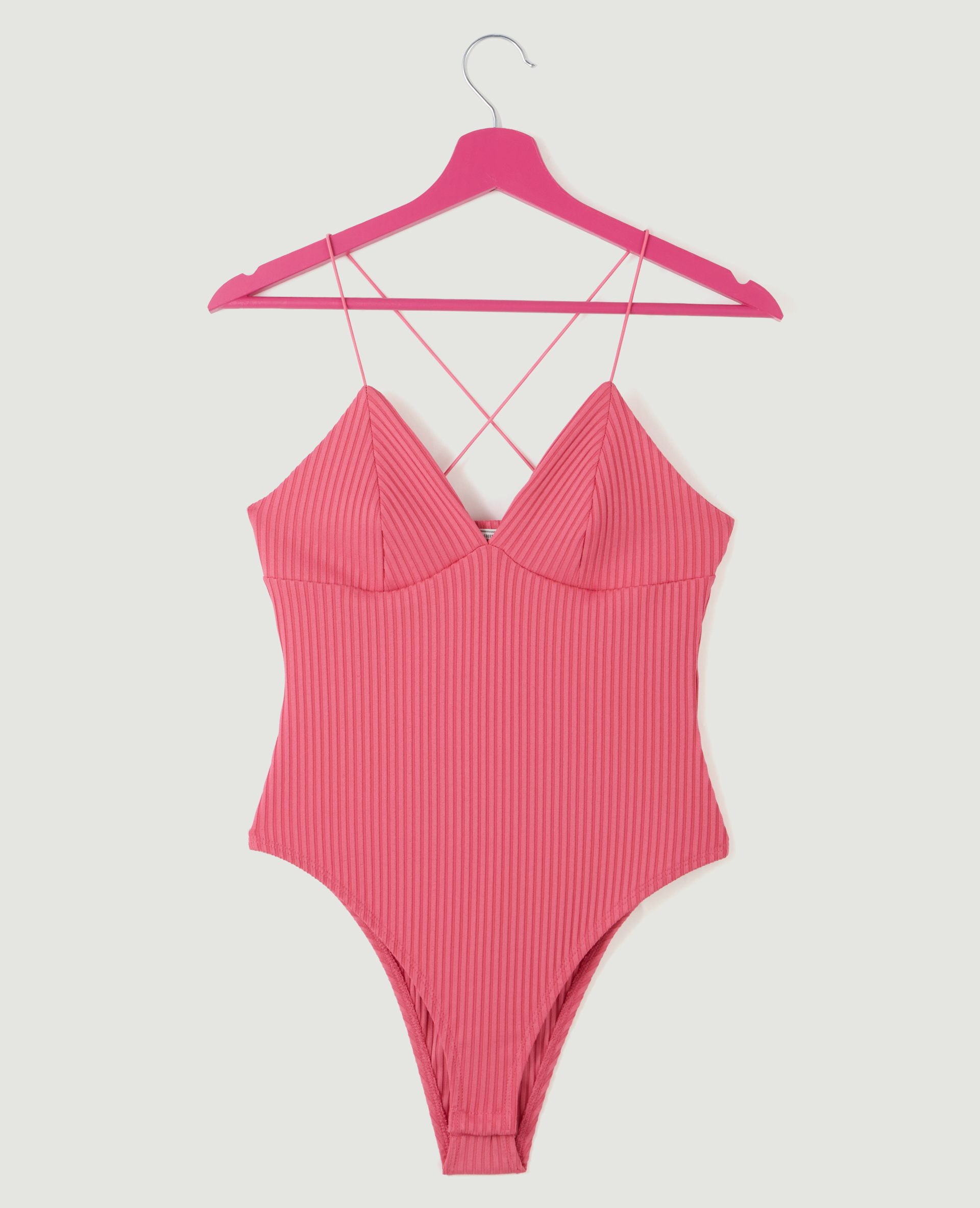 Body maille côtelée fines bretelles rose - Pimkie