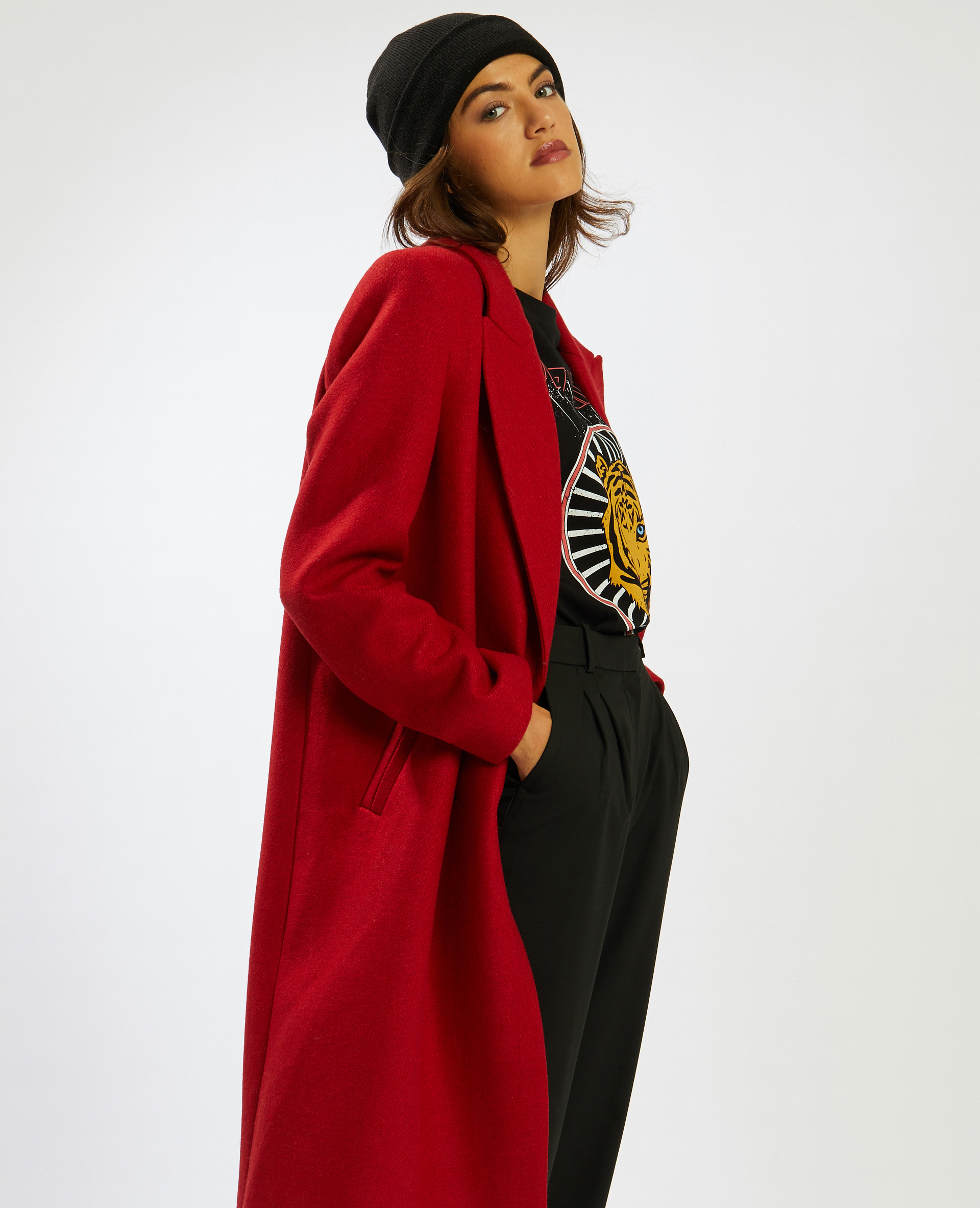 Manteau laine outlet rouge femme