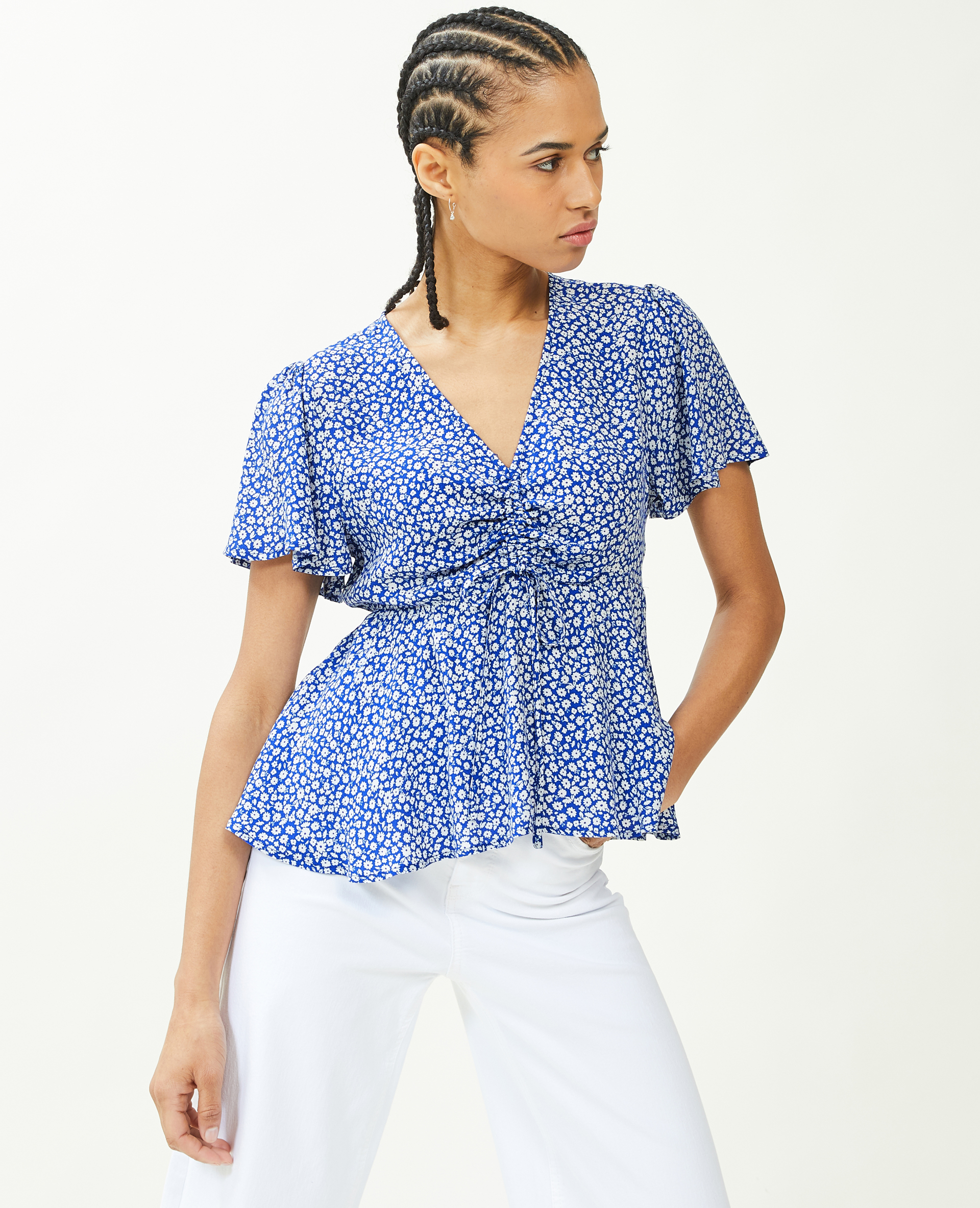 Top en tissu fluide bleu électrique - Pimkie