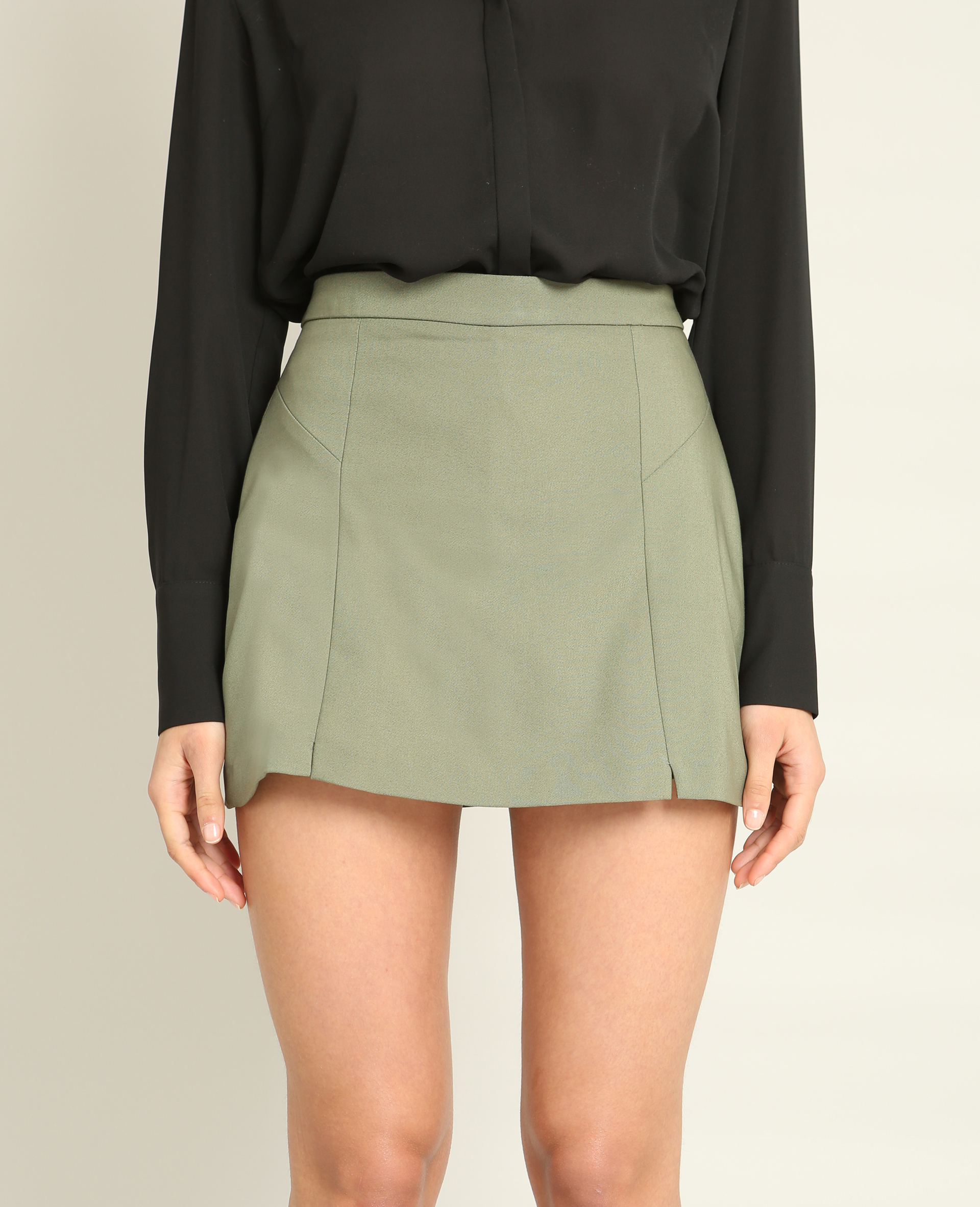 Mini-jupe short vert de gris - 690434C47A05 | Pimkie