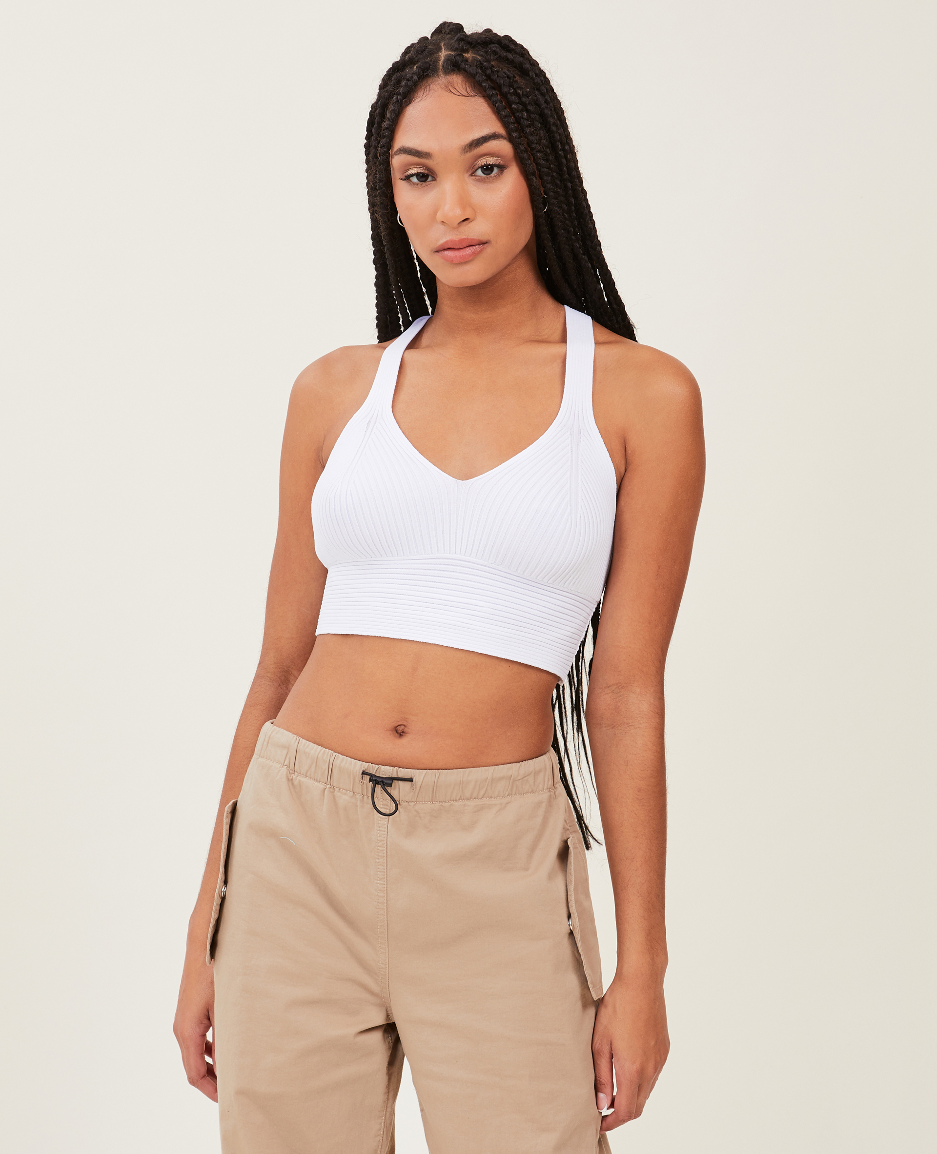 Brassière maille côtelée blanc - Pimkie