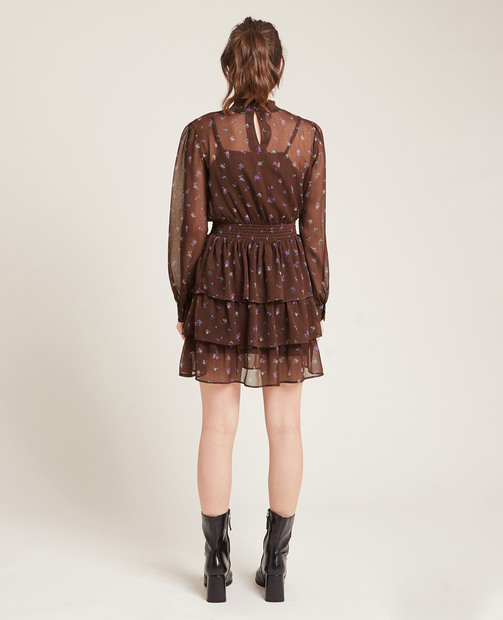 Robe à volants marron - Pimkie