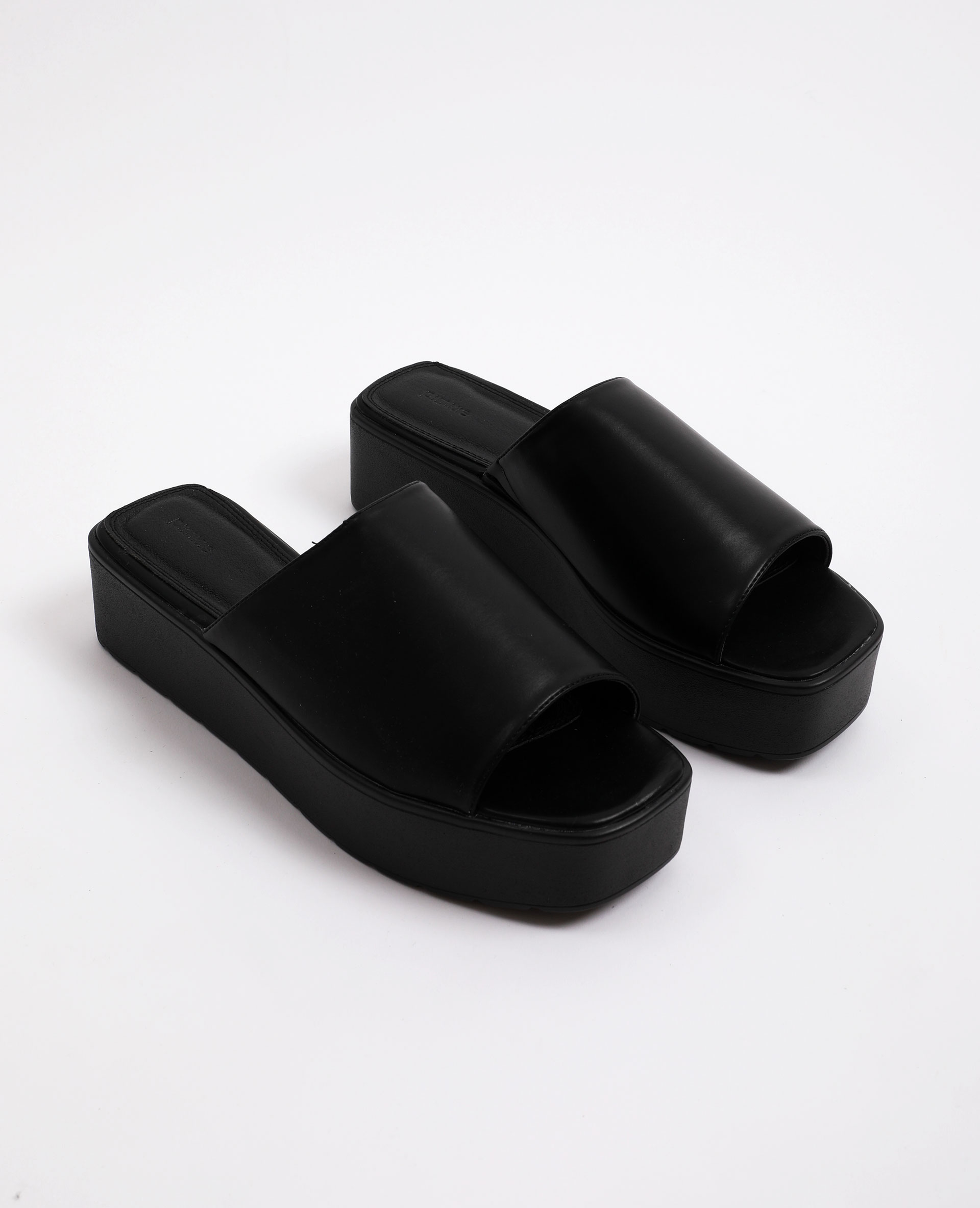 mules plateforme noir