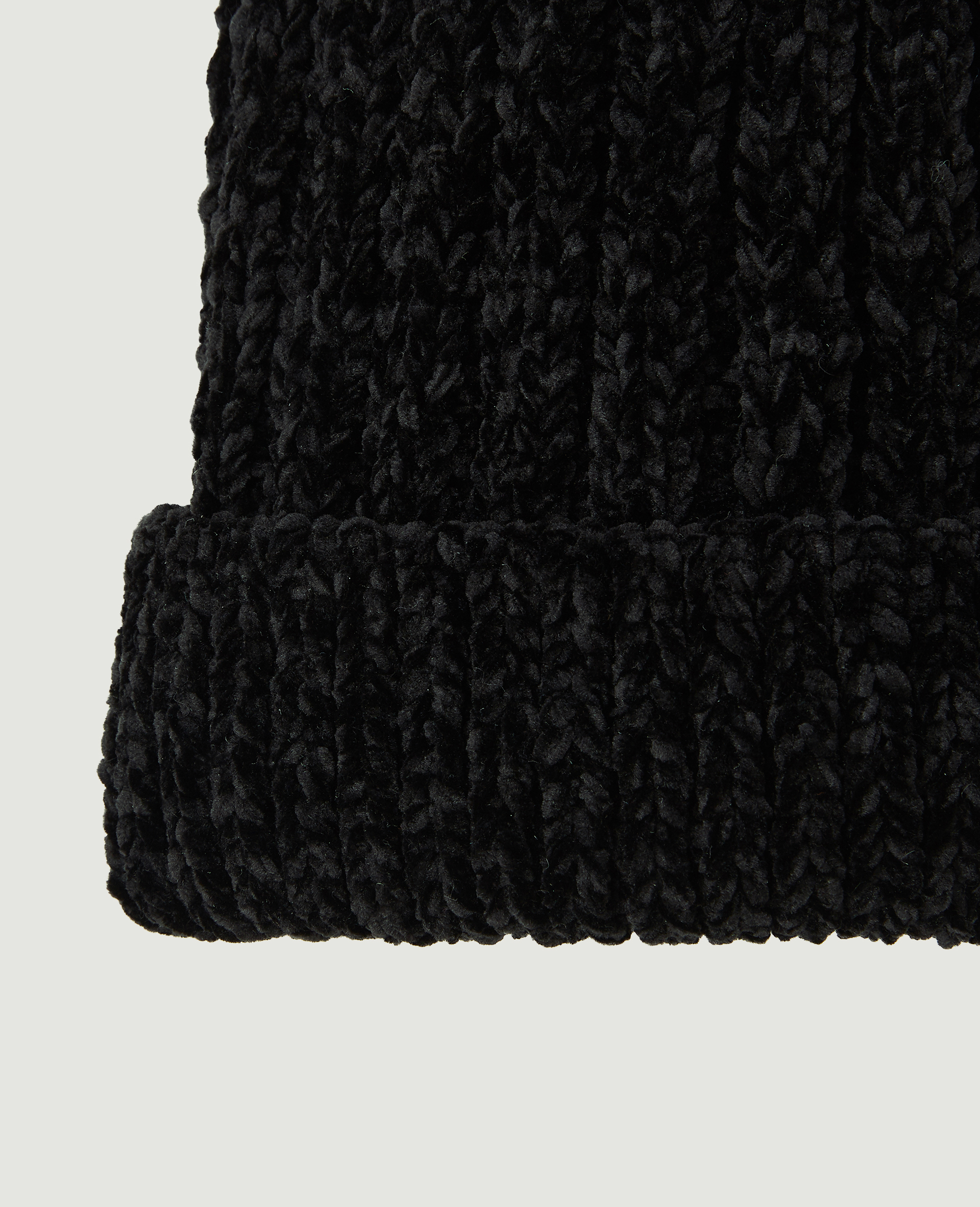 Bonnet en maille chenille noir - Pimkie
