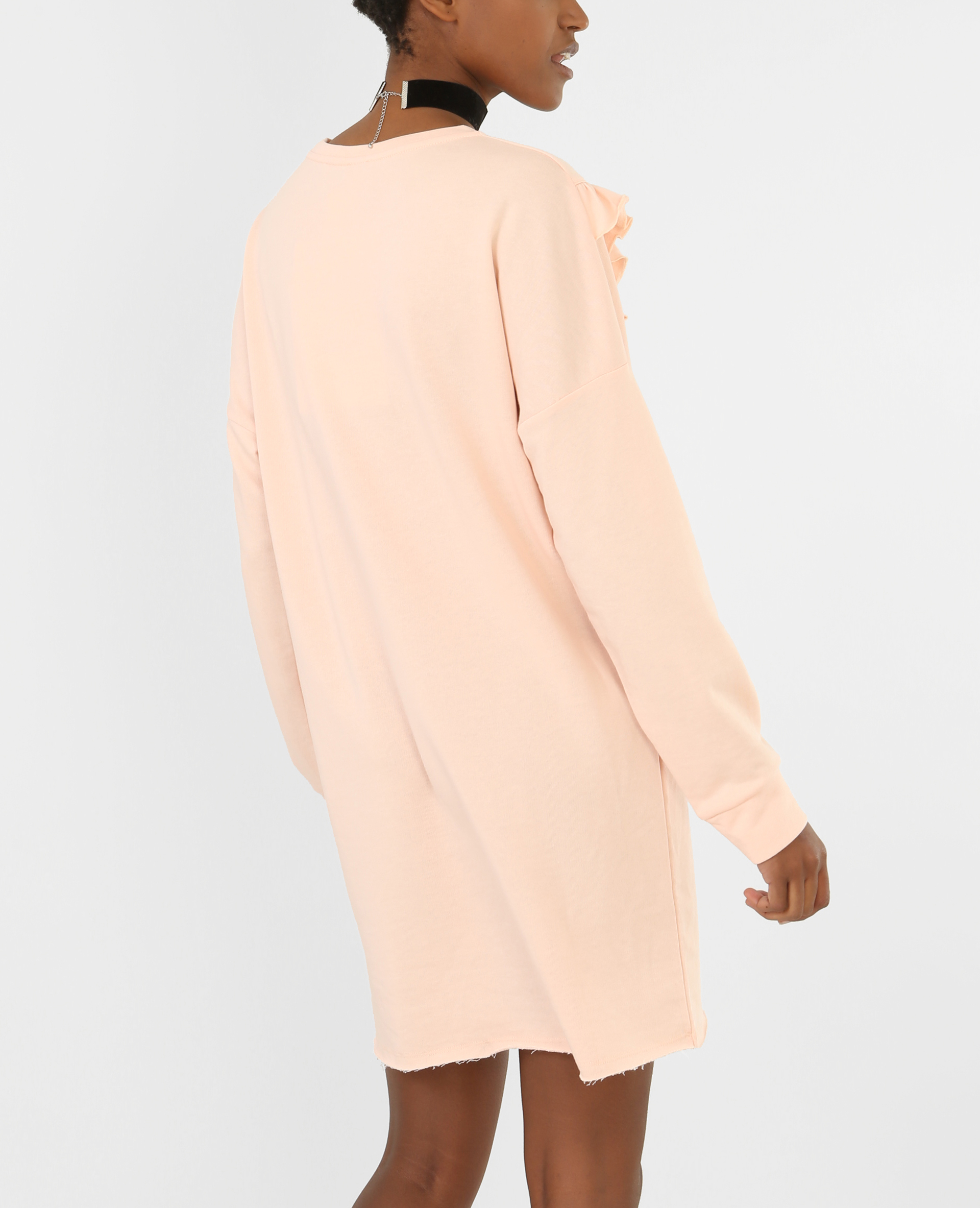 Robe sweat à volants rose clair - Pimkie