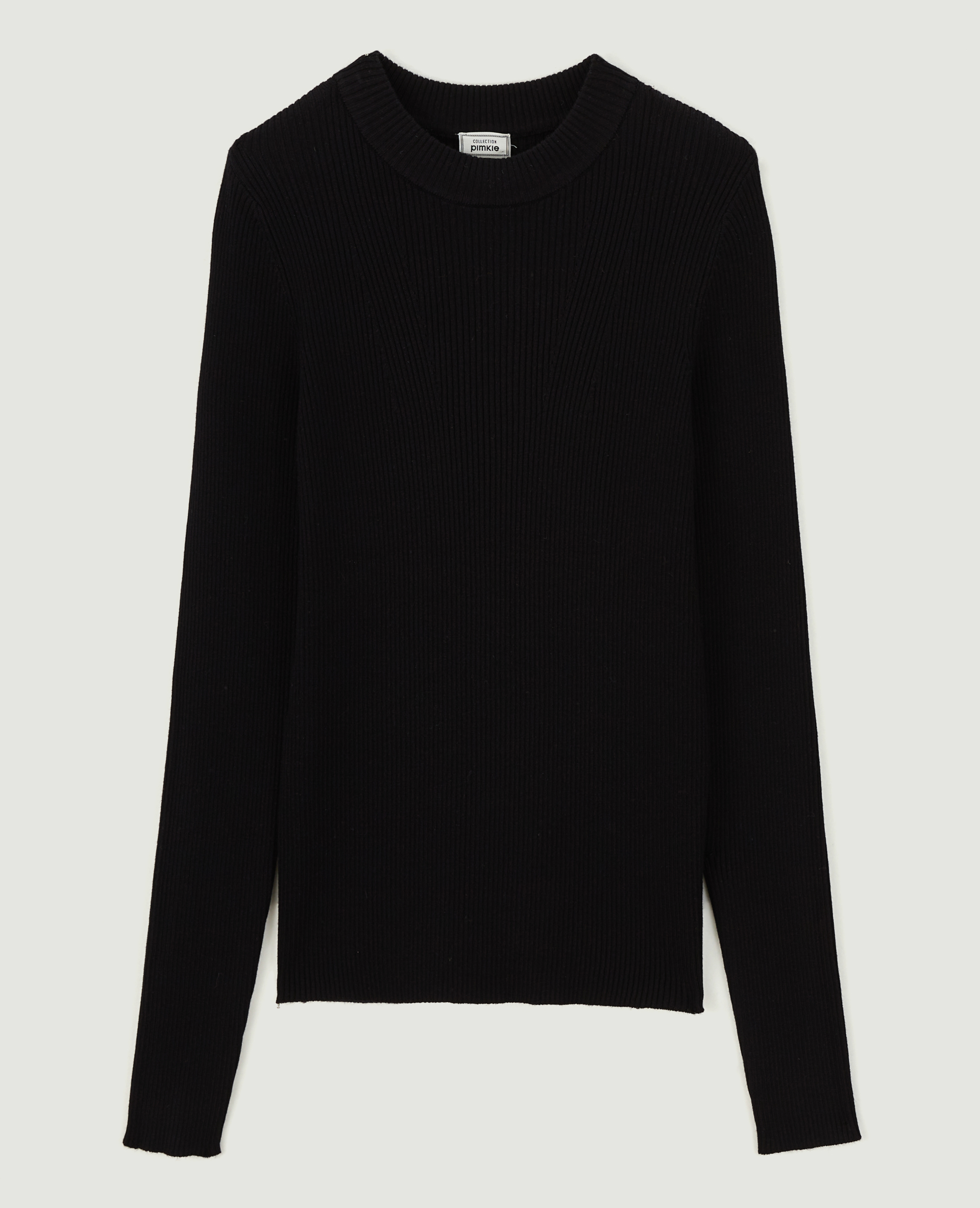 Pull col rond maille côtelée noir - Pimkie