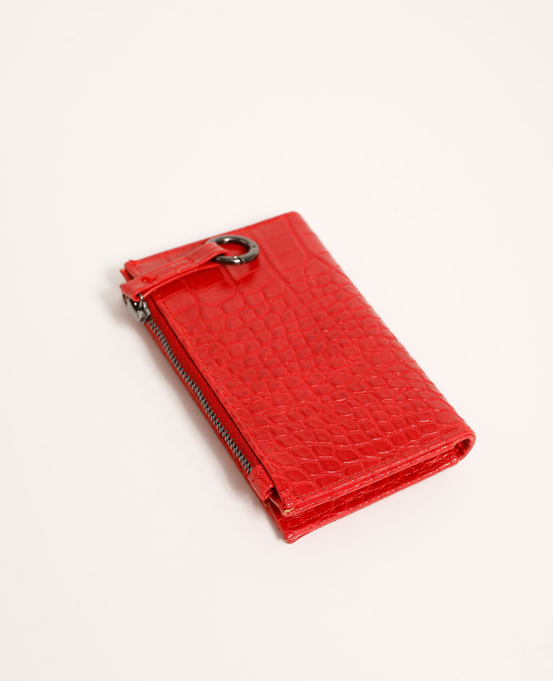 Mini portefeuille effet croco rouge - Pimkie