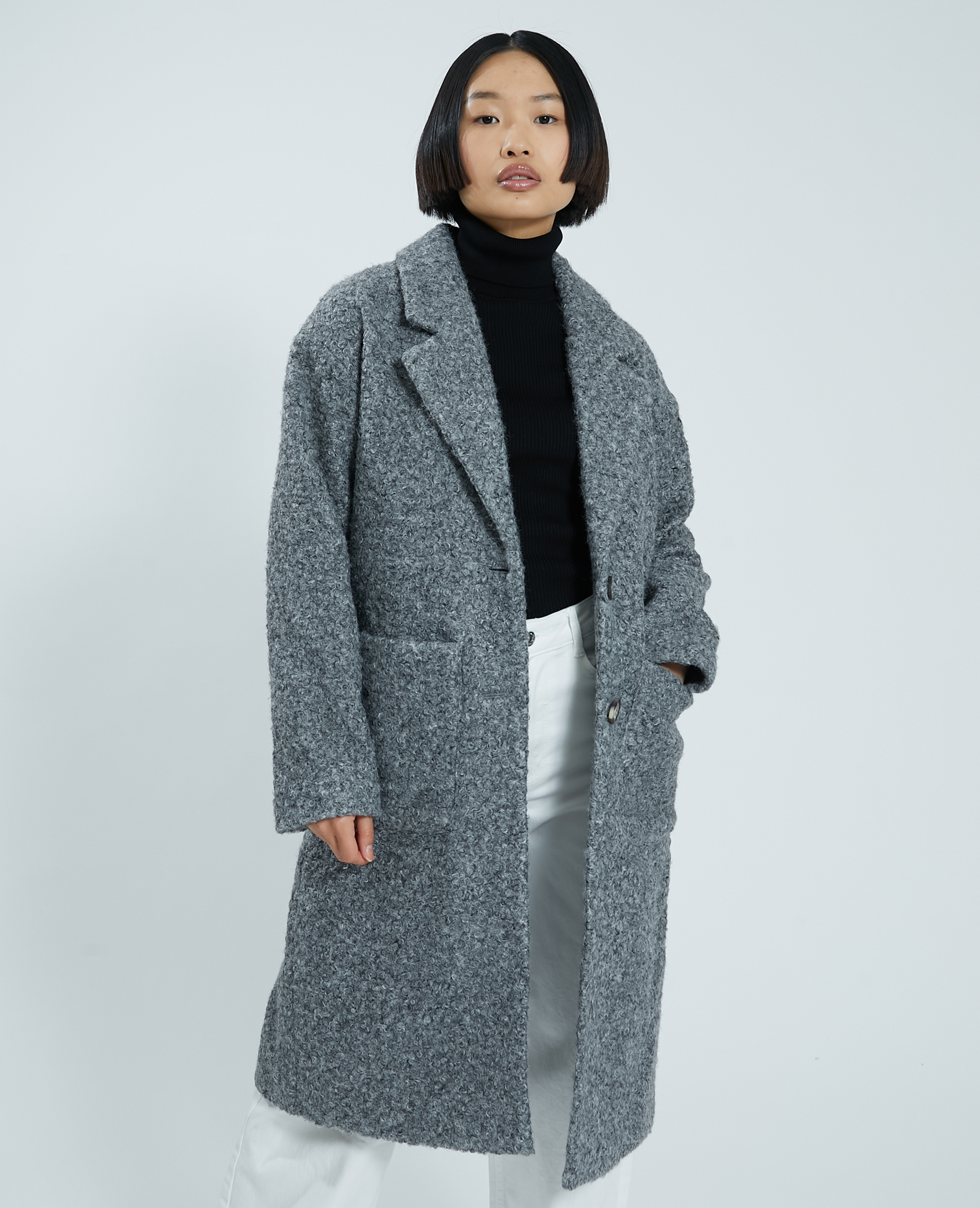 manteau long gris