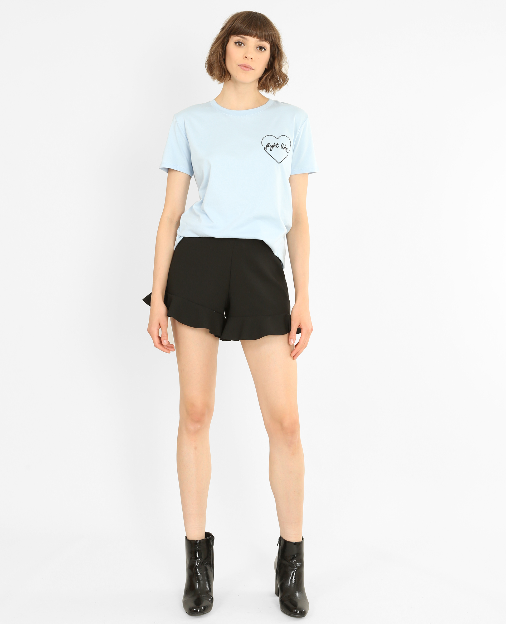 T-shirt brodé bleu ciel - Pimkie