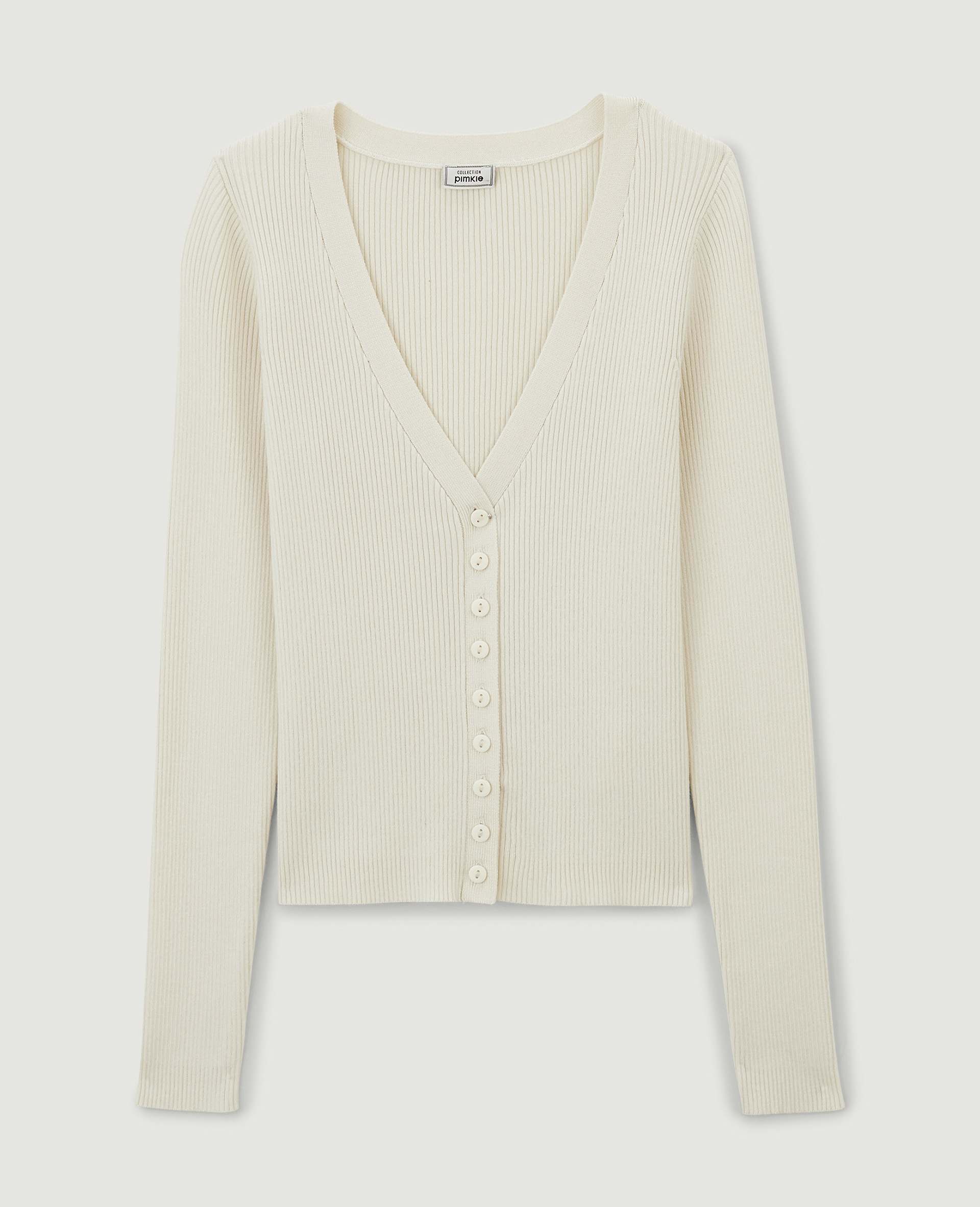 Gilet en maille côtelée beige - Pimkie