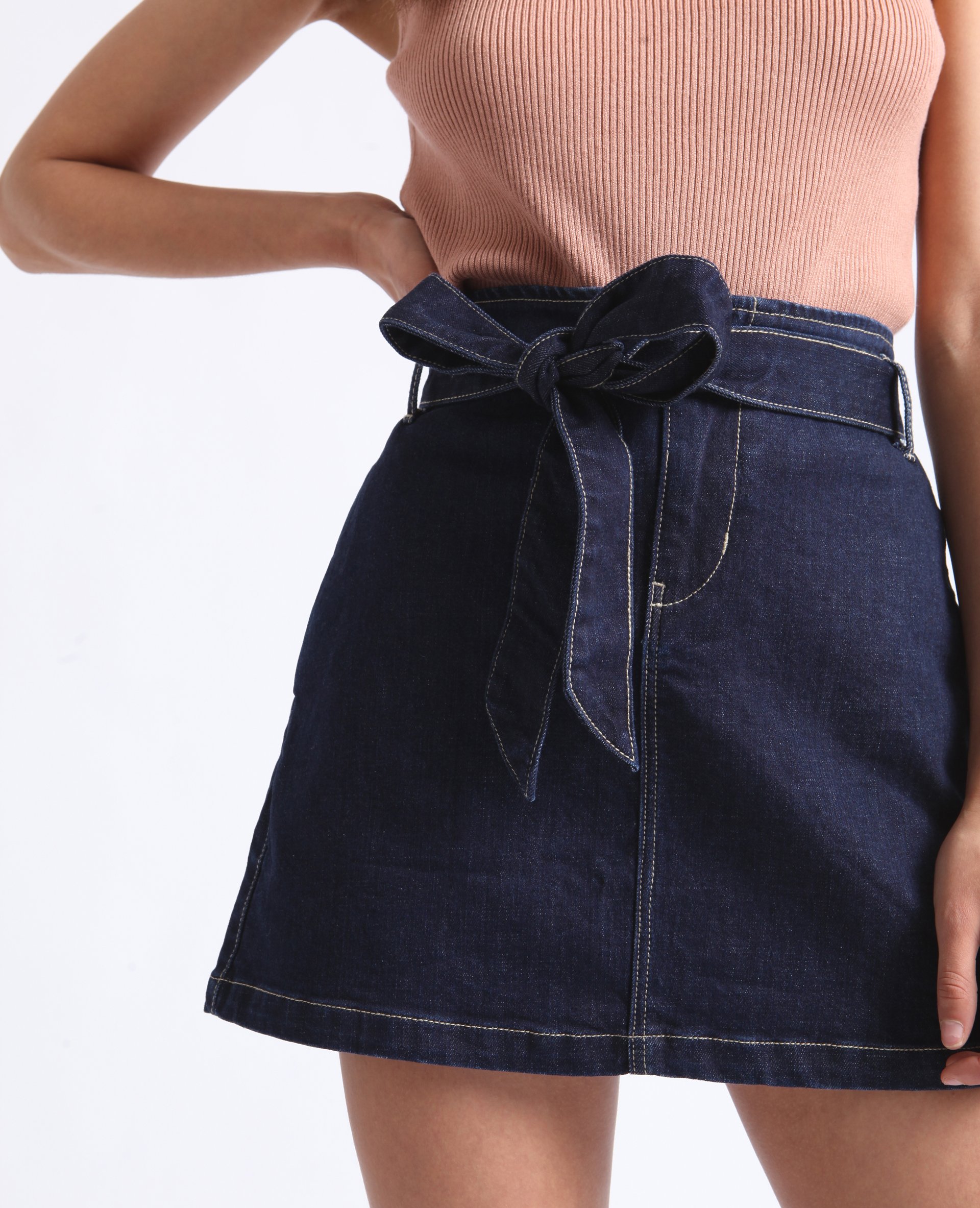 Jupe en jean avec ceinture Pimkie