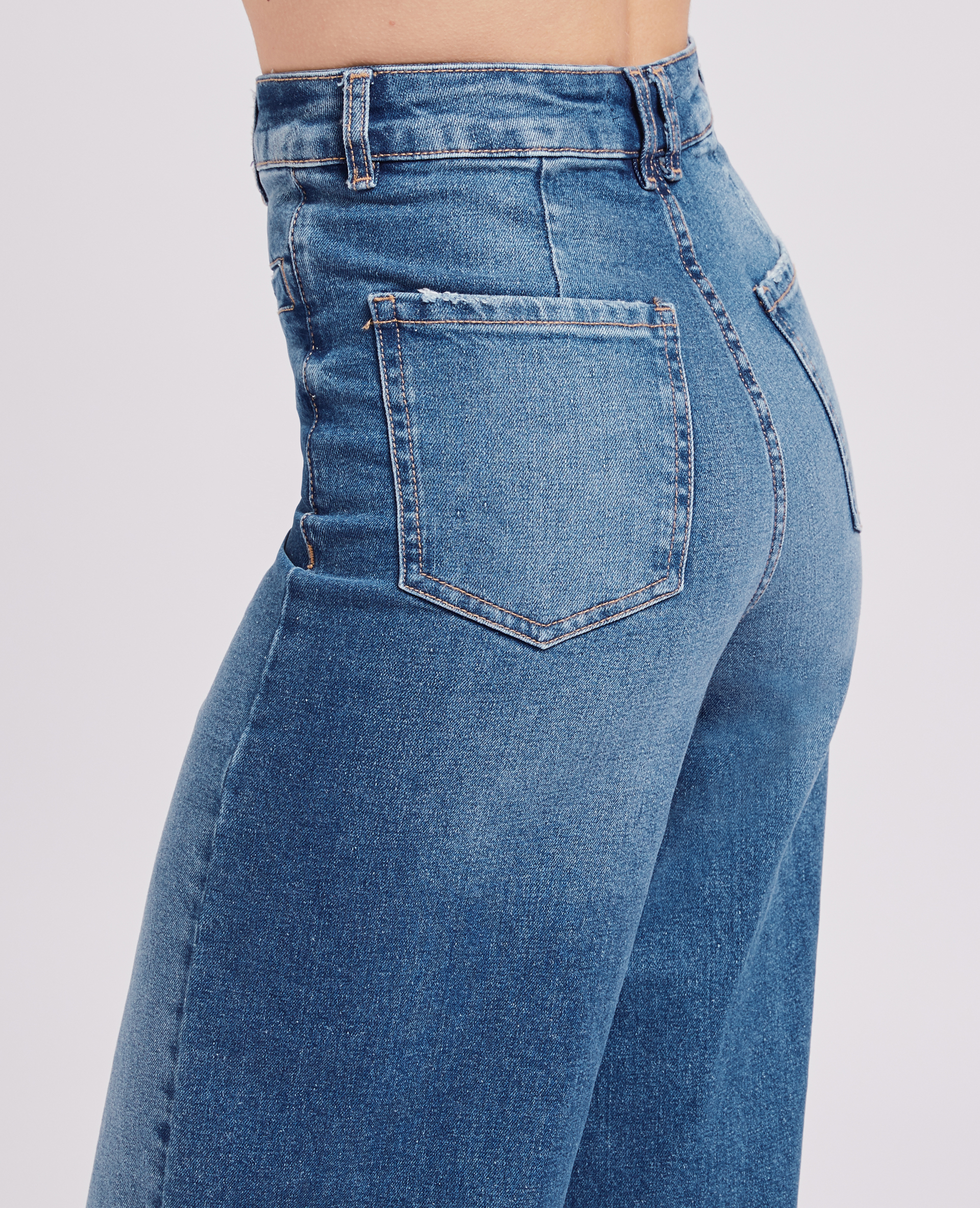 Jean large effet délavé bleu denim - Pimkie