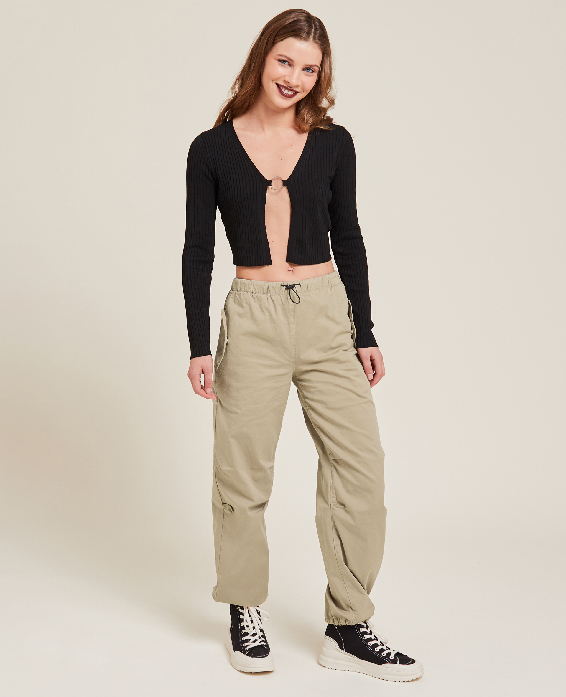 Pantalon parachute multipoche brun - Pimkie