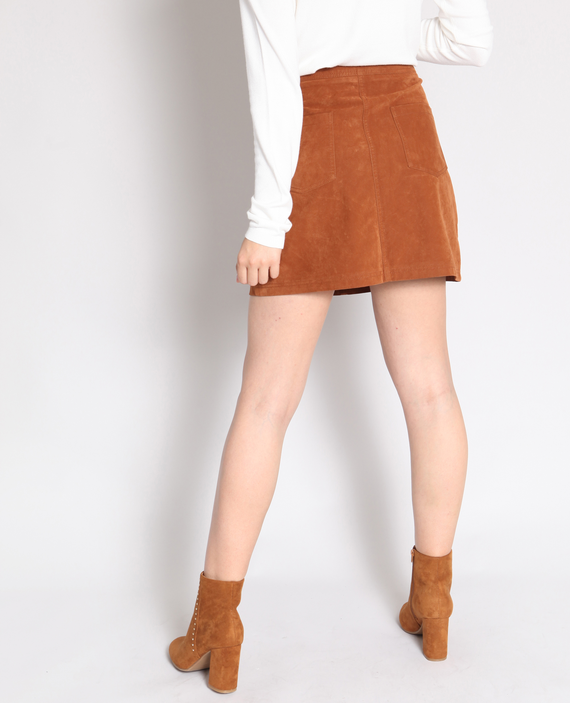 Jupe effet peau beige sable - Pimkie