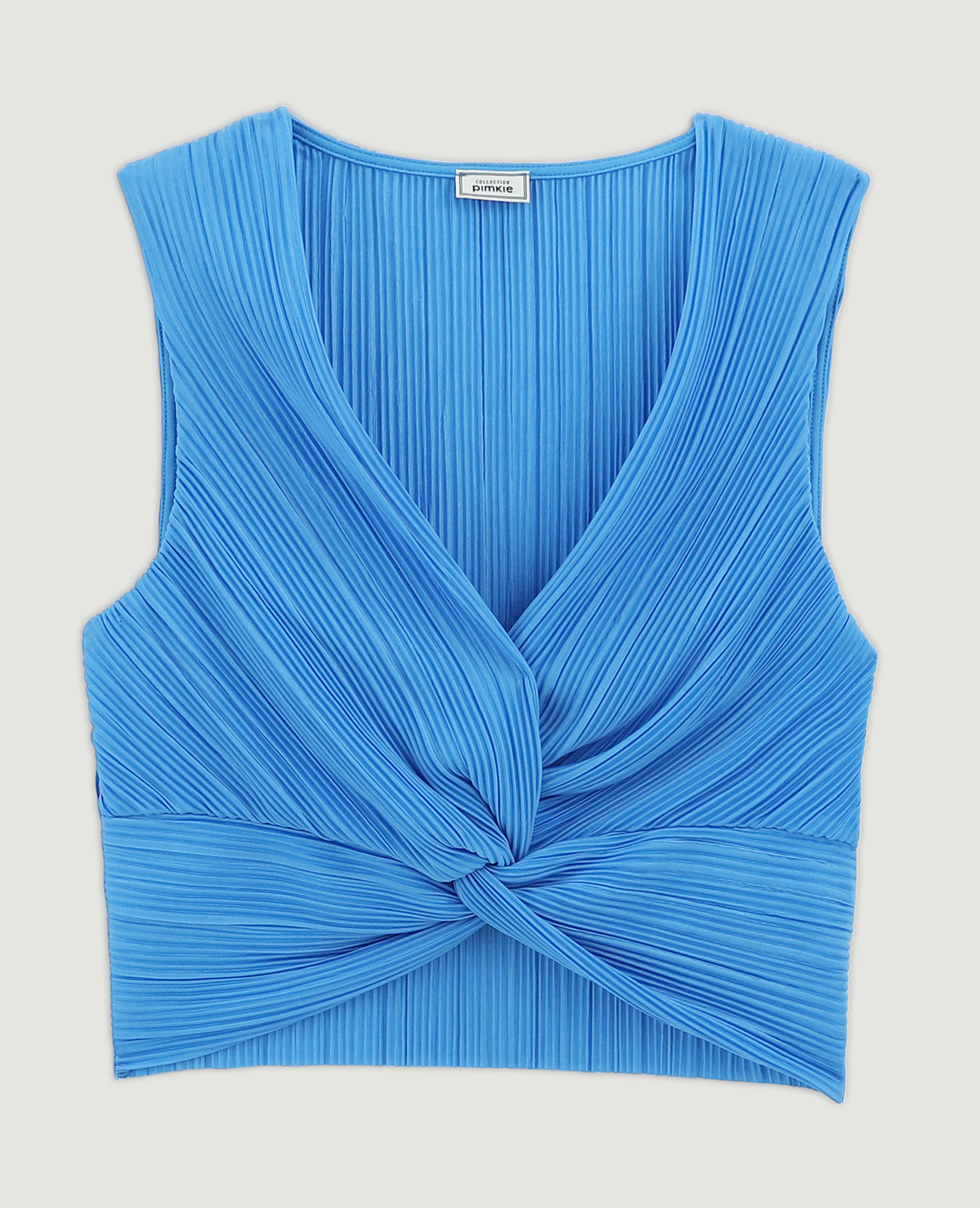 Top court en tissu plissé bleu - Pimkie