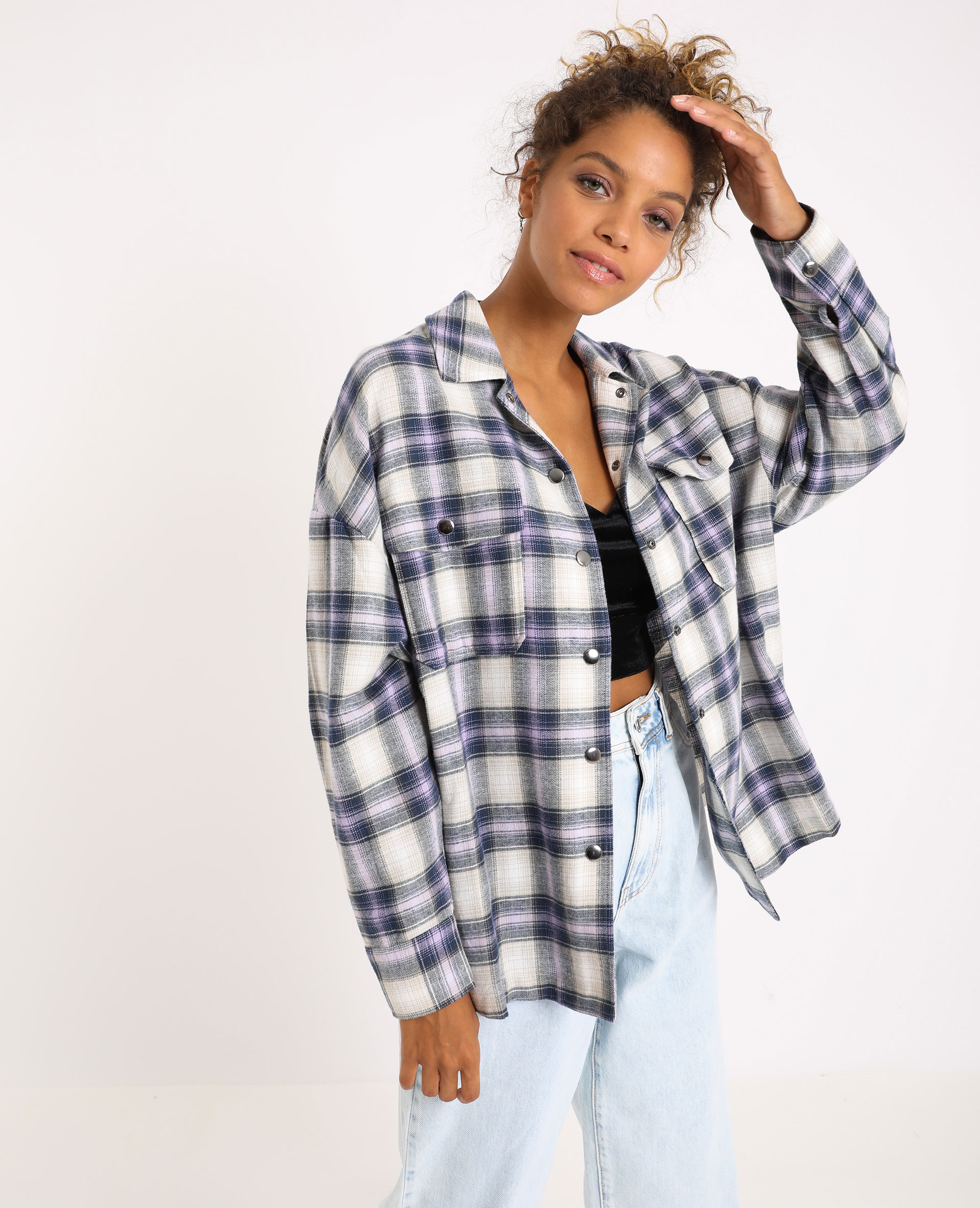 Chemise à carreaux femme oversize clearance