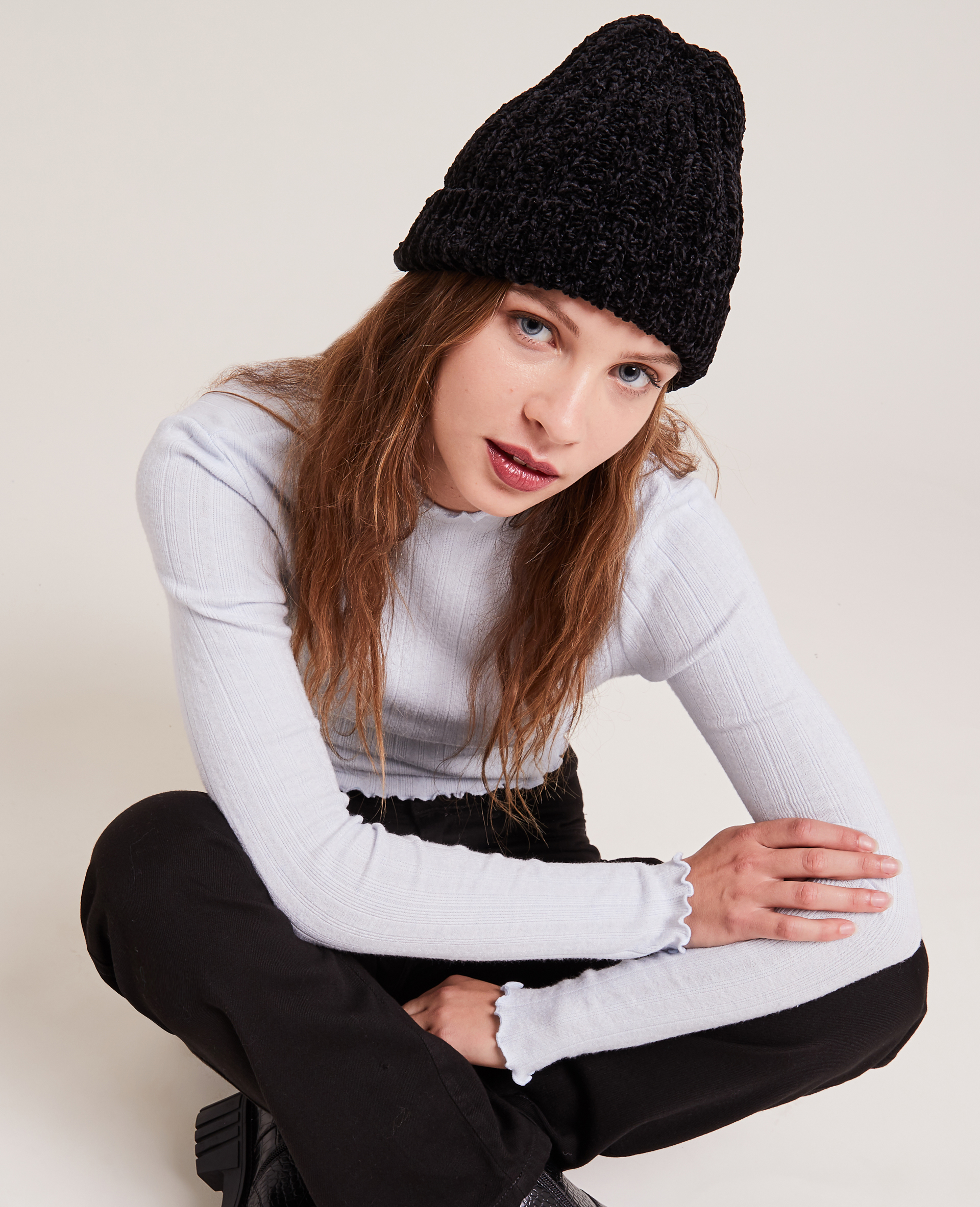 Bonnet en maille chenille