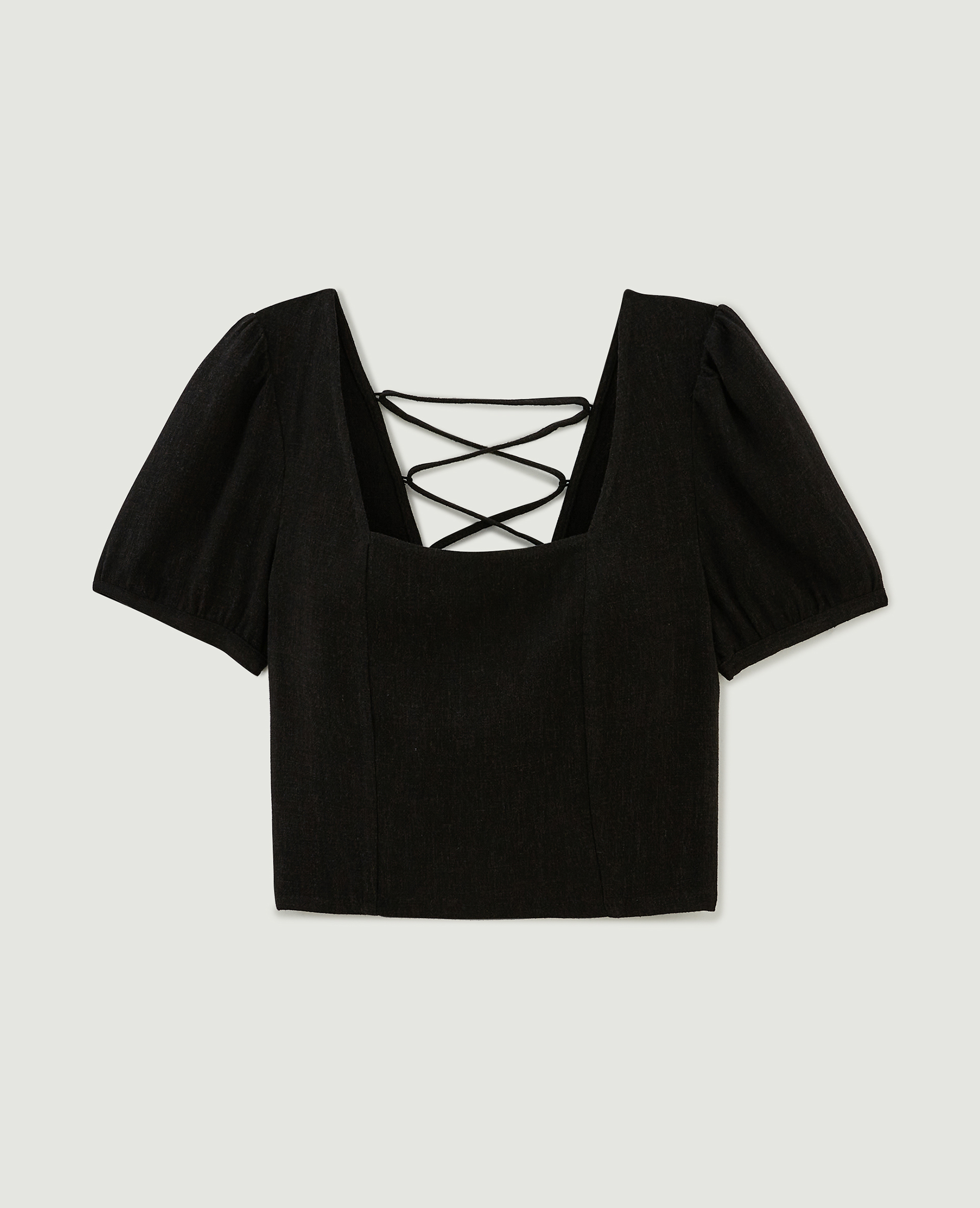 Top encolure carrée avec laçage dos noir - Pimkie