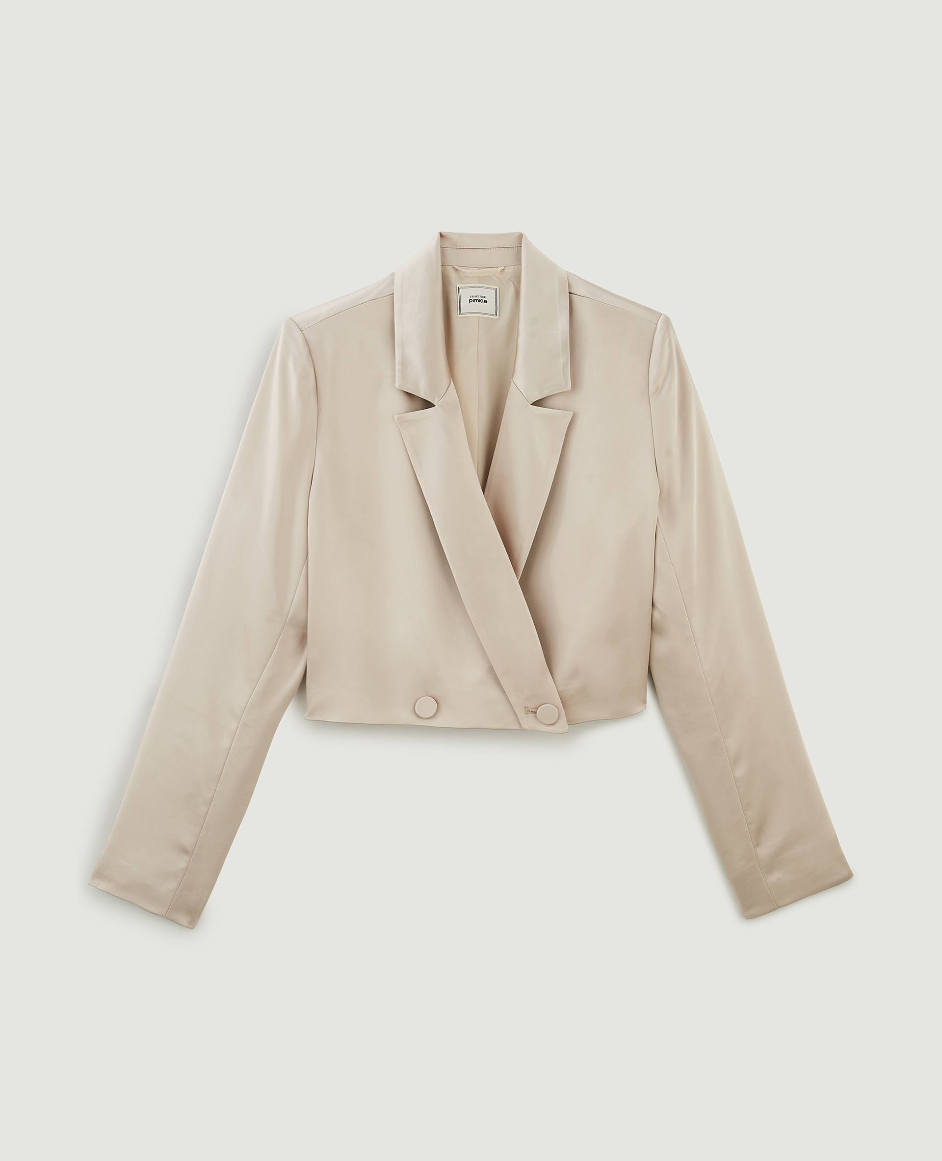 Veste blazer courte en satin écru - Pimkie