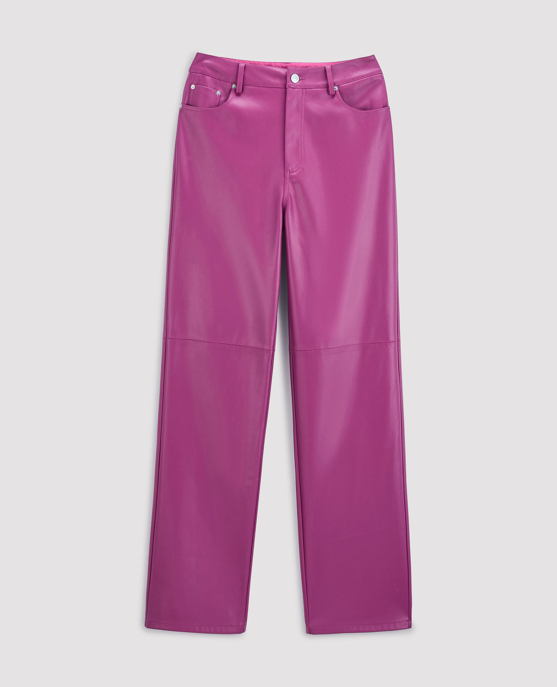 Pantalon droit en simili cuir violet - Pimkie