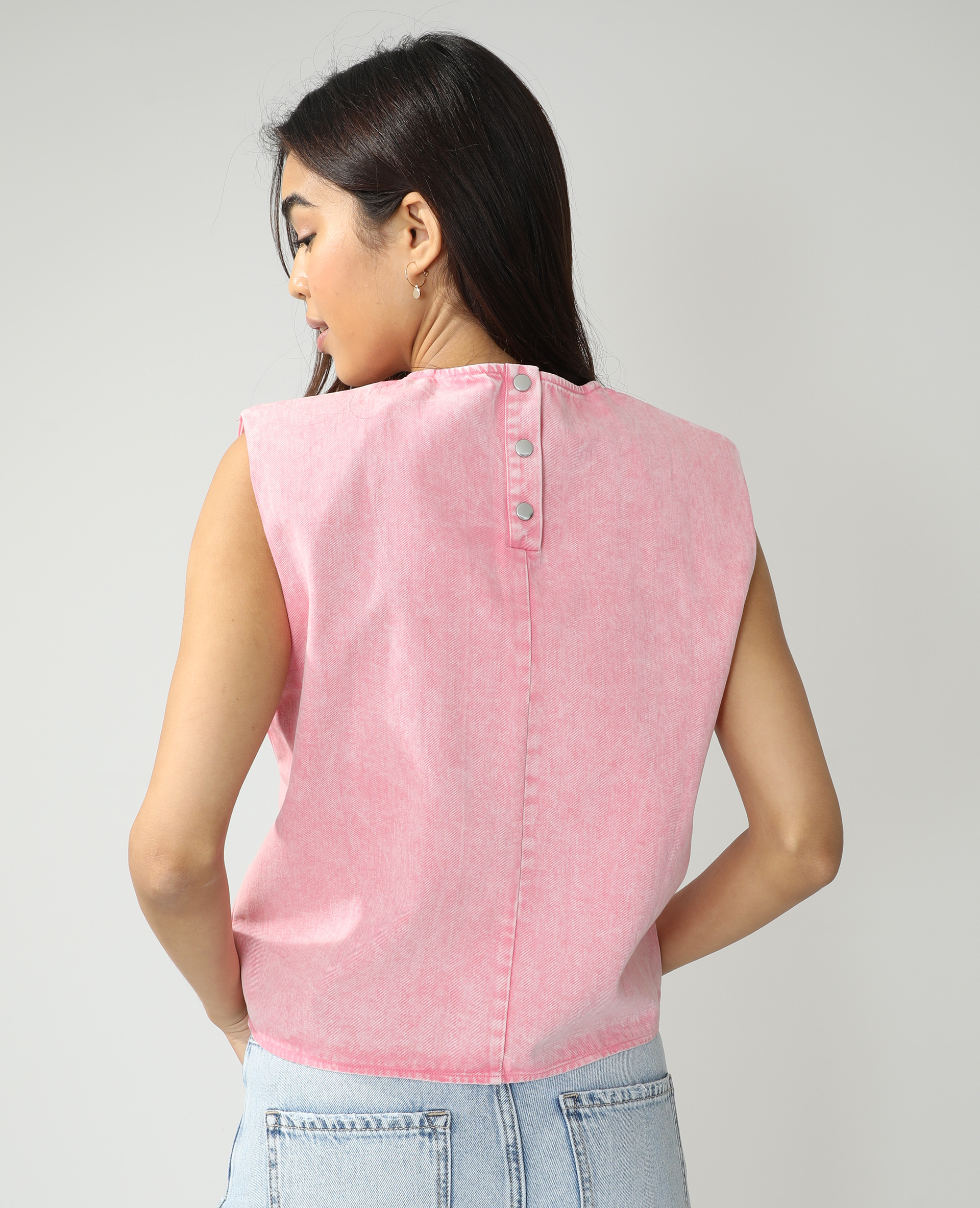 Top en jean à épaulettes rose clair - Pimkie