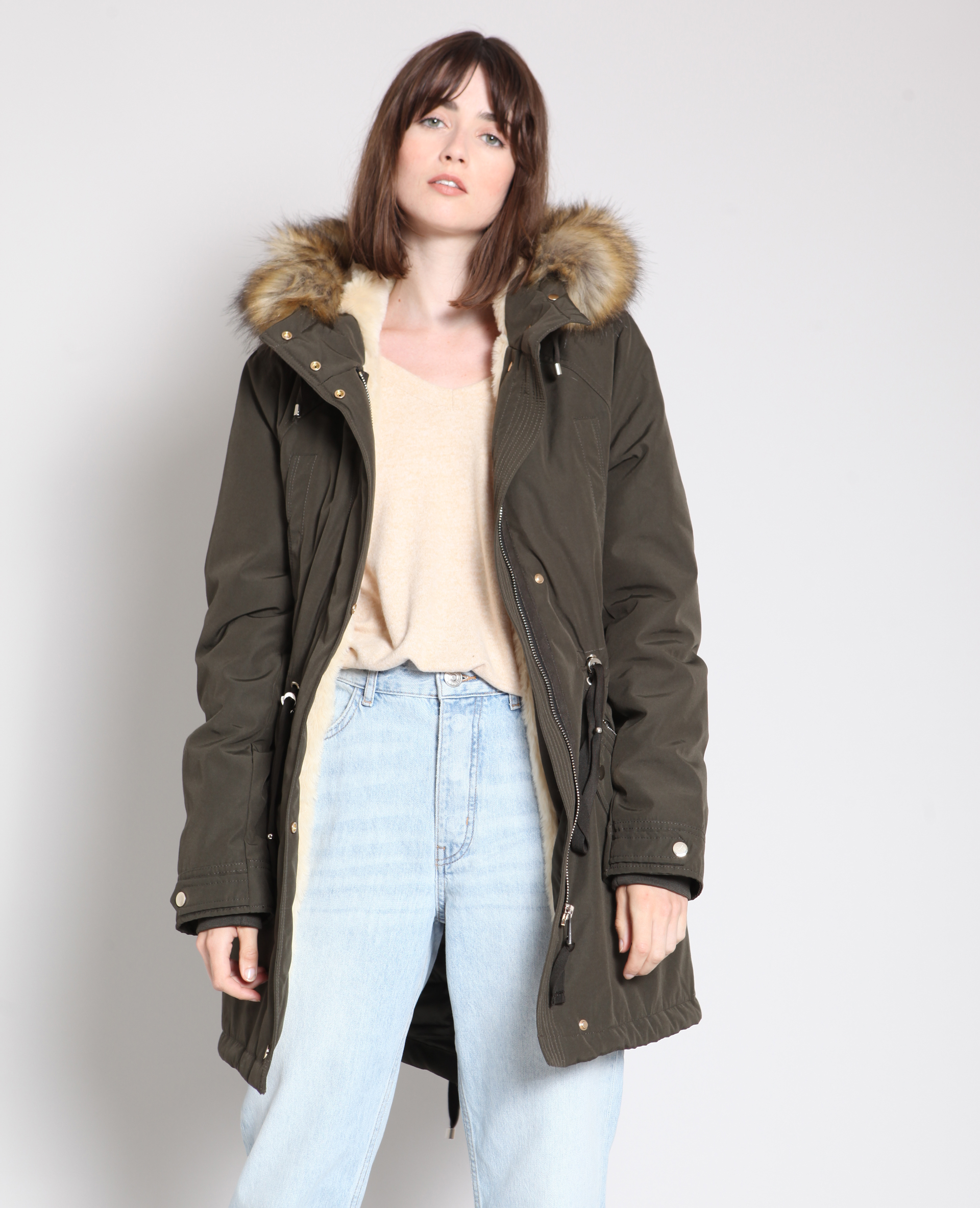 Parka hotsell kaki fourrure