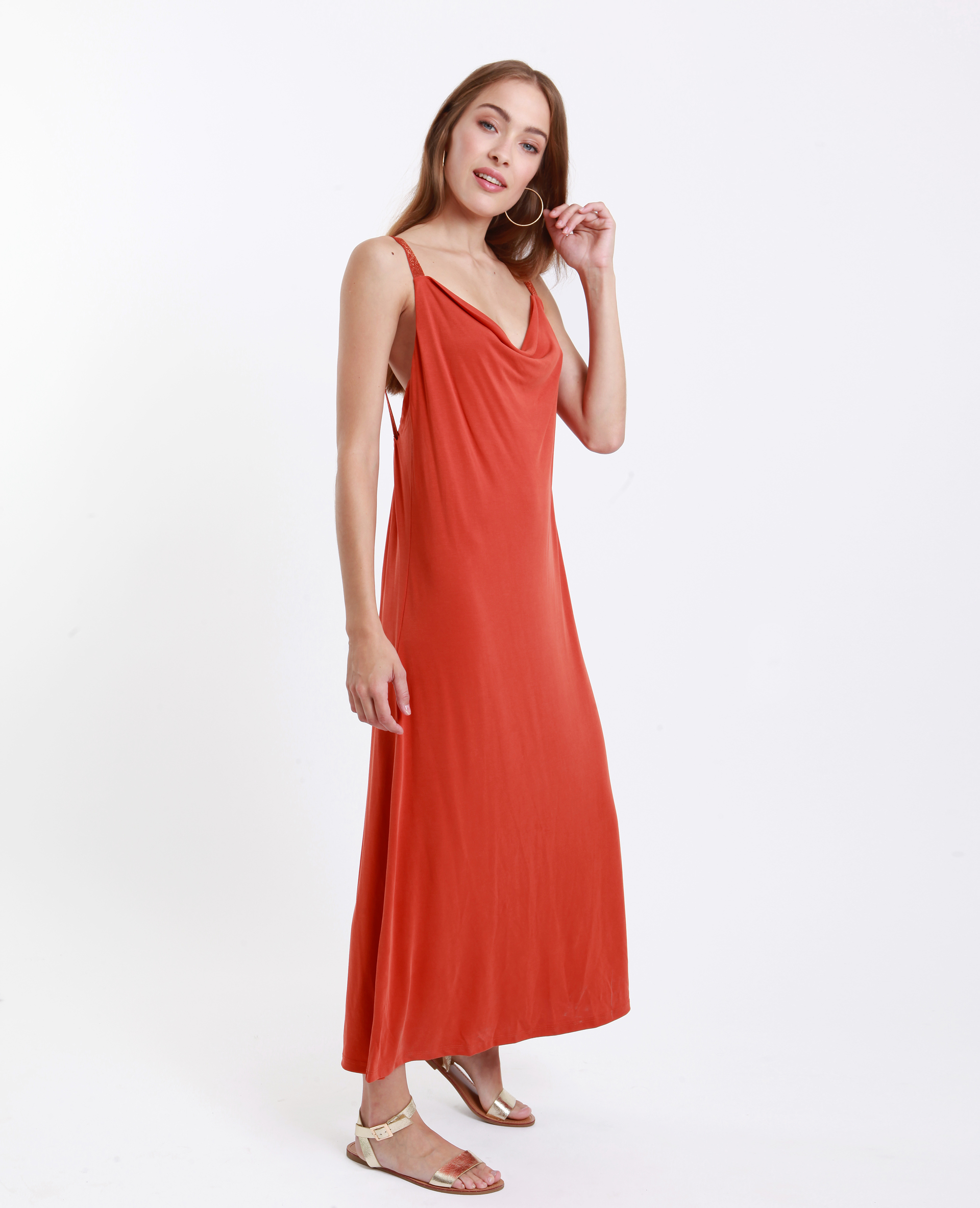Robe longue fluide rouille - 781249113A03 | Pimkie