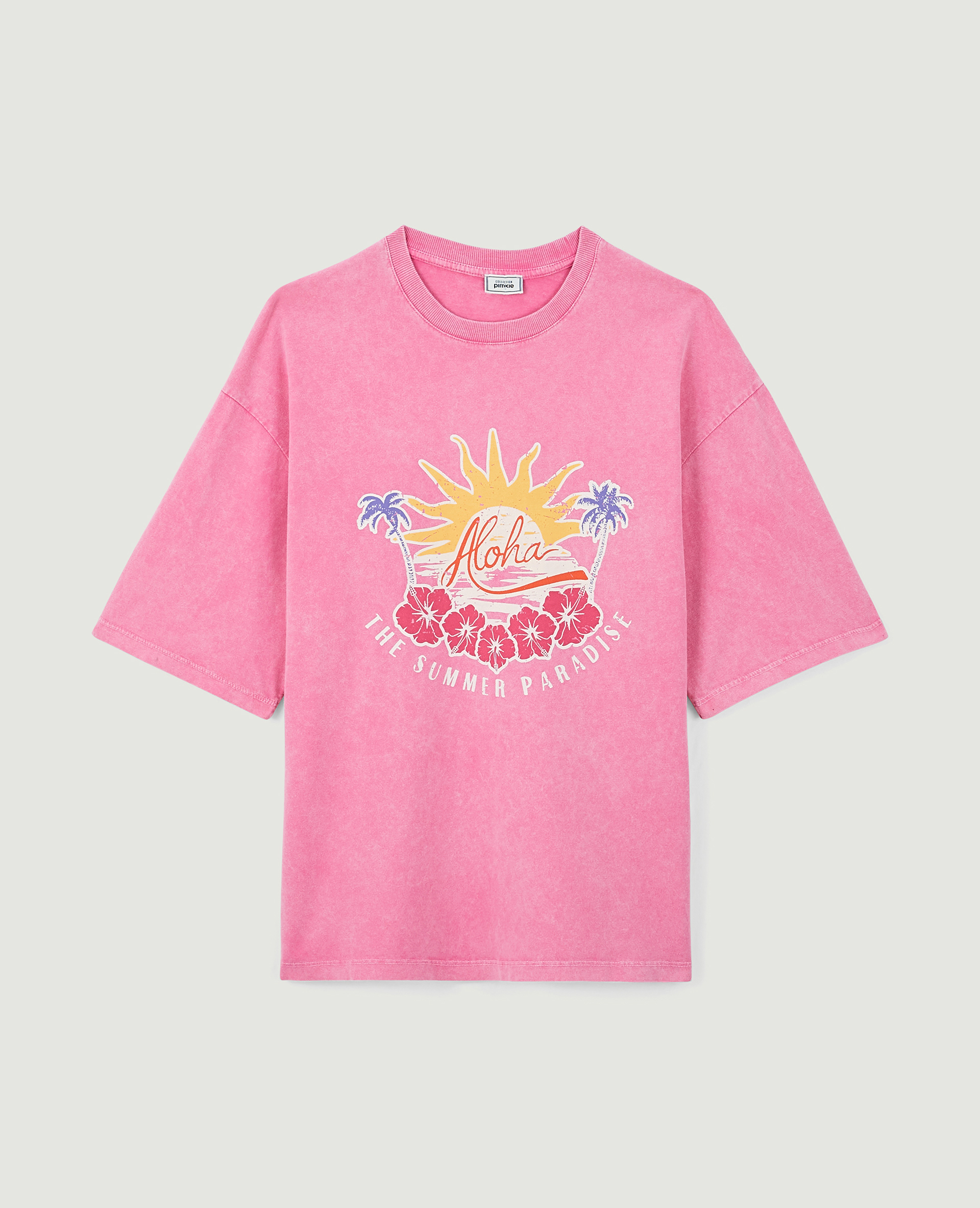 T-shirt oversize avec imprimé rose - Pimkie